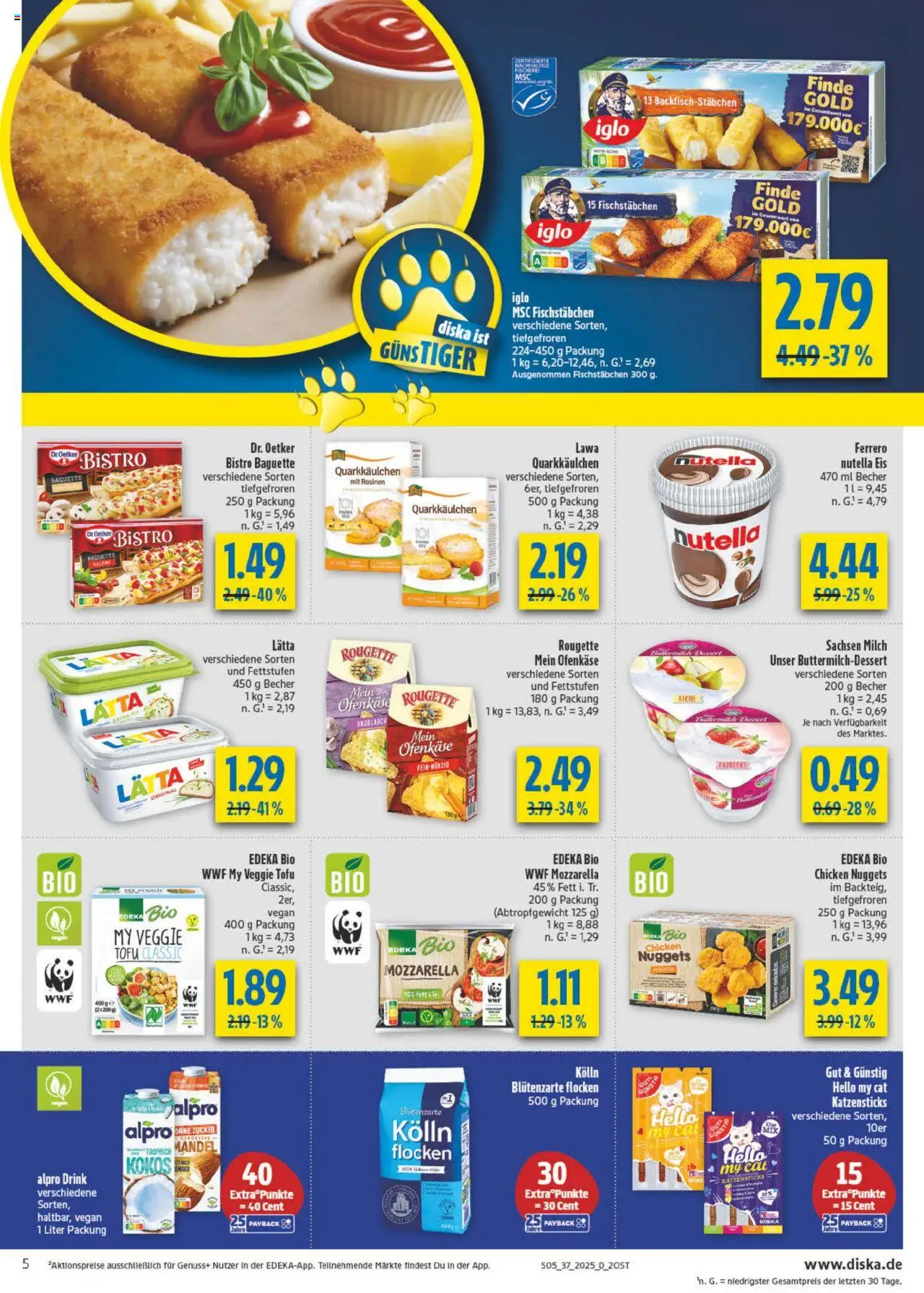 Diska Prospekt 	 – gültig ab 08.09.2025 | Seite: 5 | Produkte: Rosinen, Alpro, Zucker, Eis