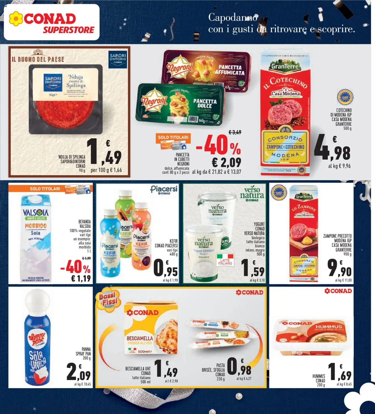 Volantino Conad del 27.12.2025 | Pagina: 11 | Prodotti: Yogurt, Panna, Pancetta, Pasta