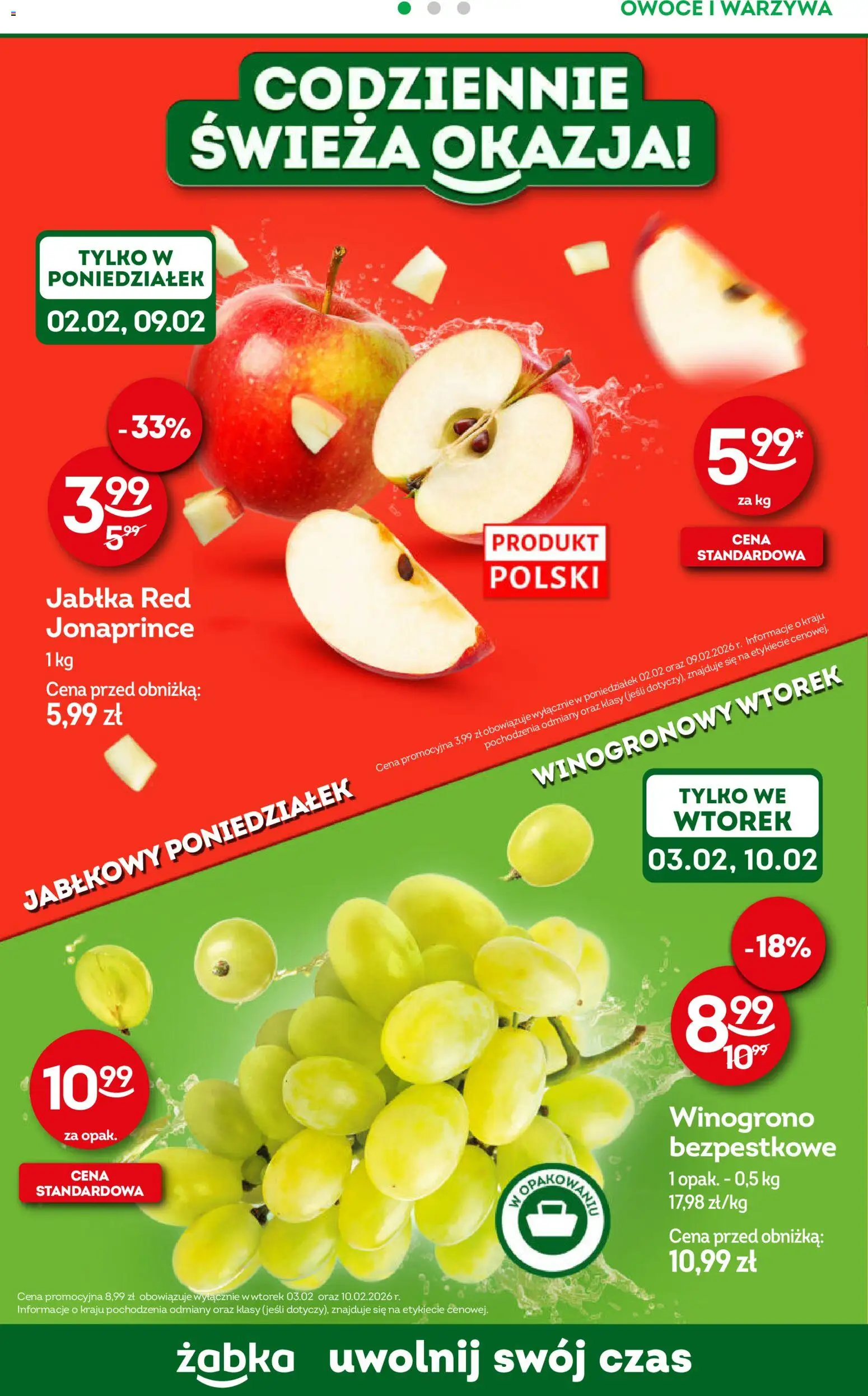 Żabka Gazetka - Codzienne produkty od 28.01.2026 | Strona: 8 | Produkty: Winogrono, Jabłka, Warzywa, Owoce