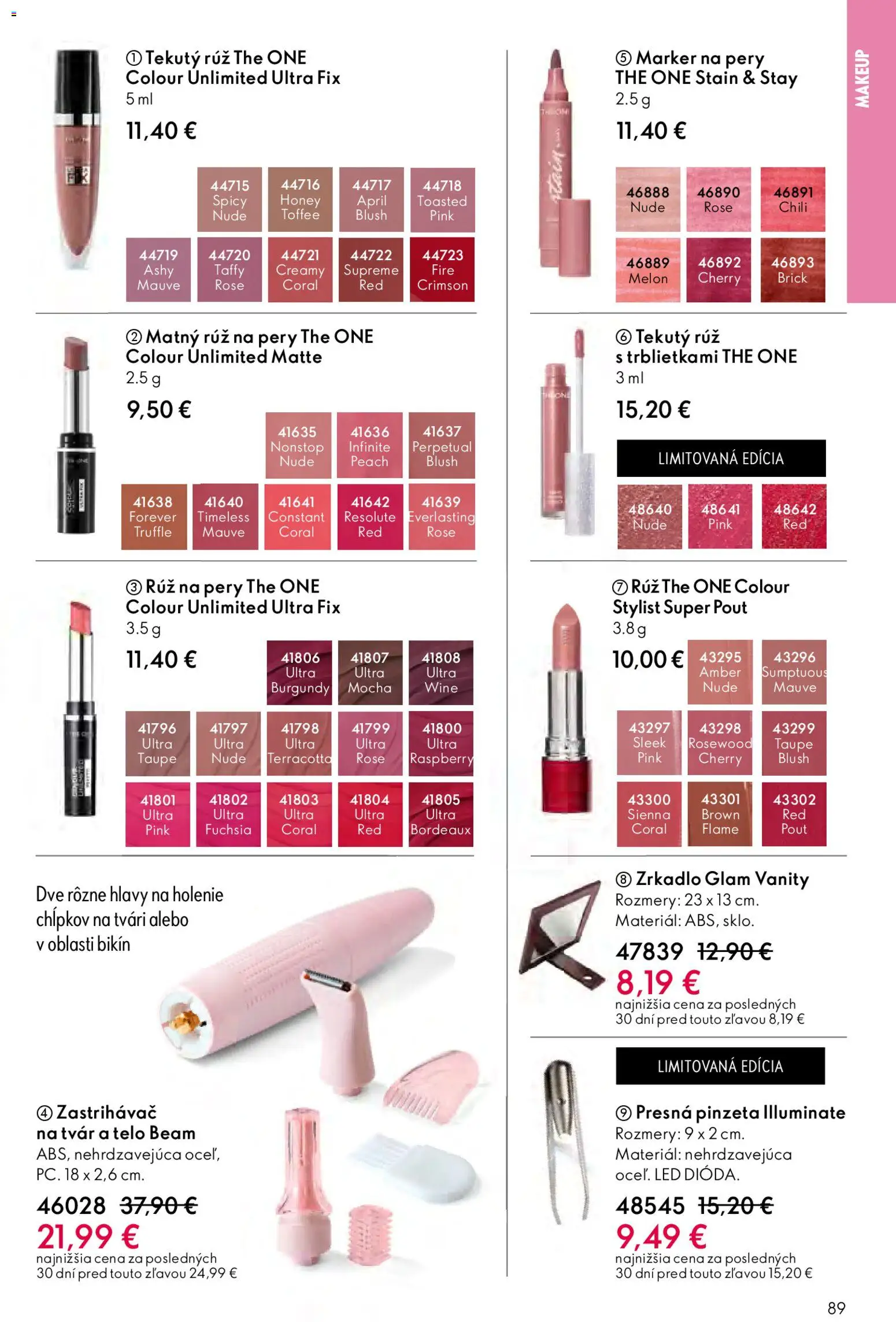 Nové Oriflame akcie – leták je platný od 06.05.2026 | Strana: 89 | Produkty: Zrkadlo, Led, Rúž na pery