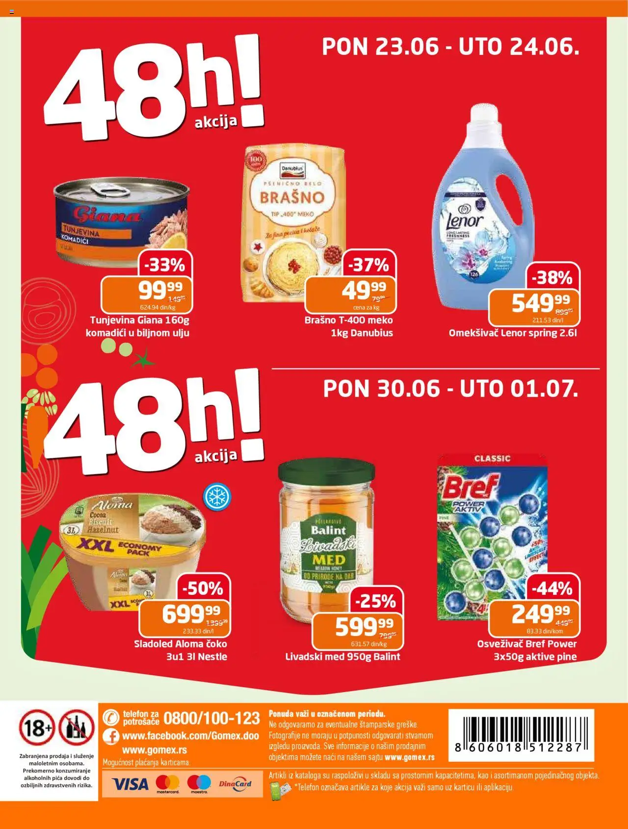 Gomex katalog - važi od 18.06.2025 | Strana: 24 | Proizvode: Lenor, Telefon, Brašno, Pica