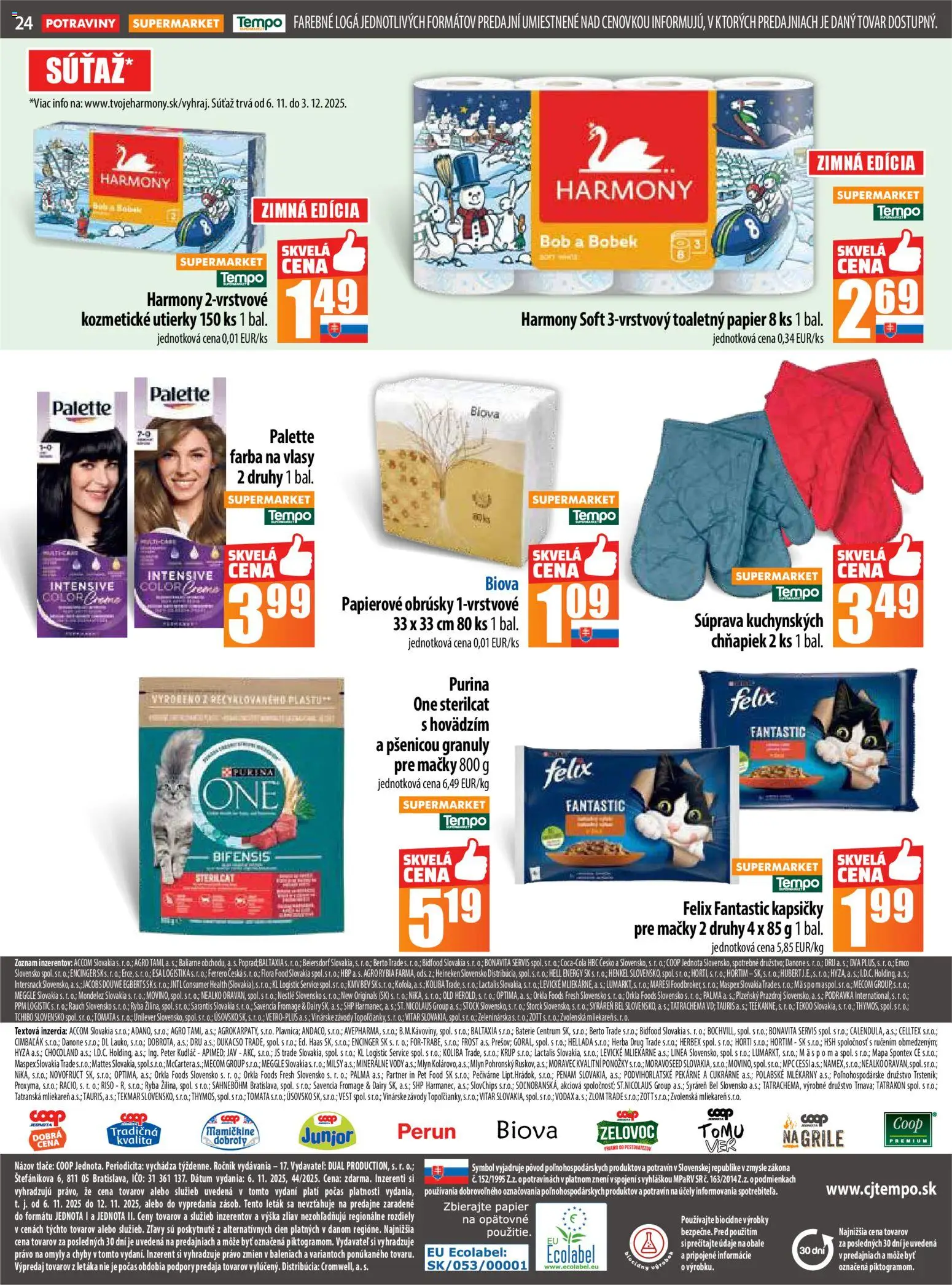 Nové COOP Jednota akcie – leták je platný od 06.11.2025 | Strana: 24 | Produkty: Felix, Toaletný papier, Ryba, Ponožky
