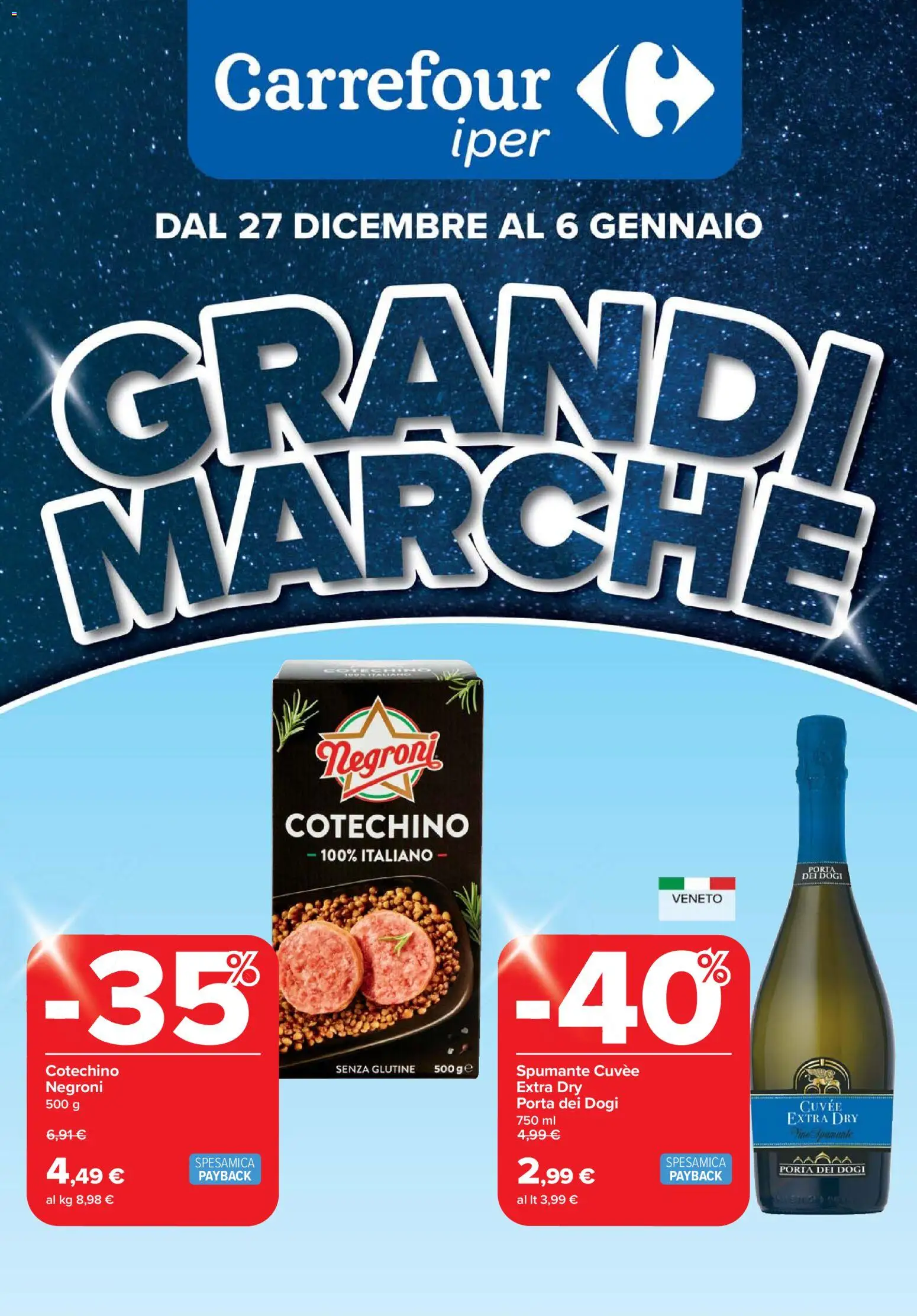 Volantino Carrefour del 27.12.2025 | Pagina: 1 | Prodotti: Spumante, Cotechino
