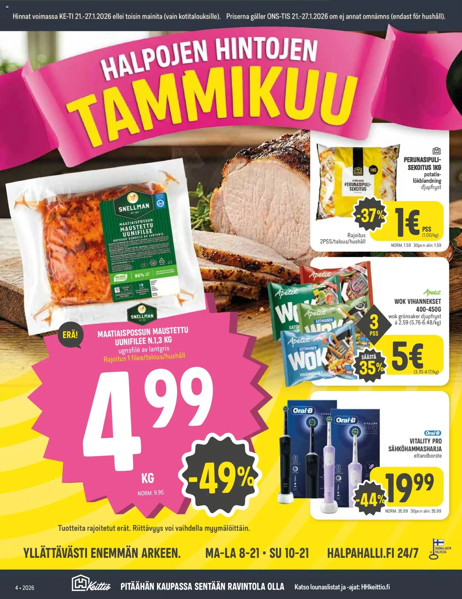 Halpa Halli tarjoukset – voimassa 21.01.2026 alkaen | Sivu: 1 | Tuotteet: Sähköhammasharja, Voi