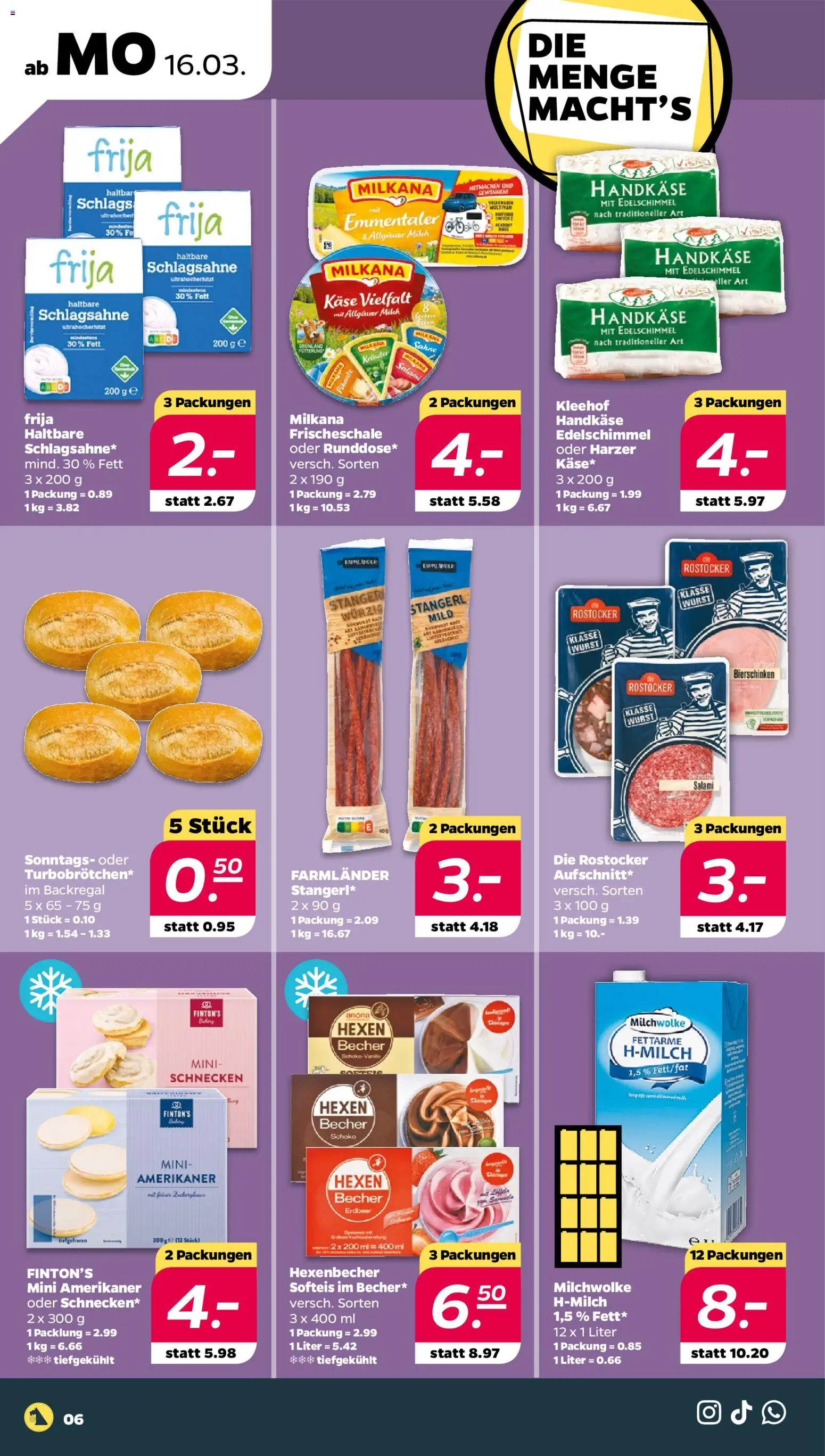 Netto Prospekt 	 – gültig ab 16.03.2026 | Seite: 6 | Produkte: Käse, Milkana, Wurst, Sahne