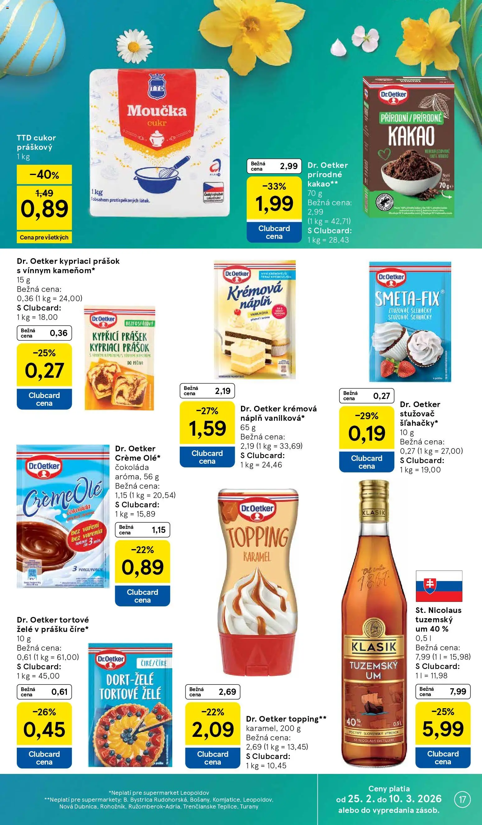 Nové Tesco akcie – leták je platný od 25.02.2026 | Strana: 17 | Produkty: Čokoláda, Cukor, Rum, Kakao