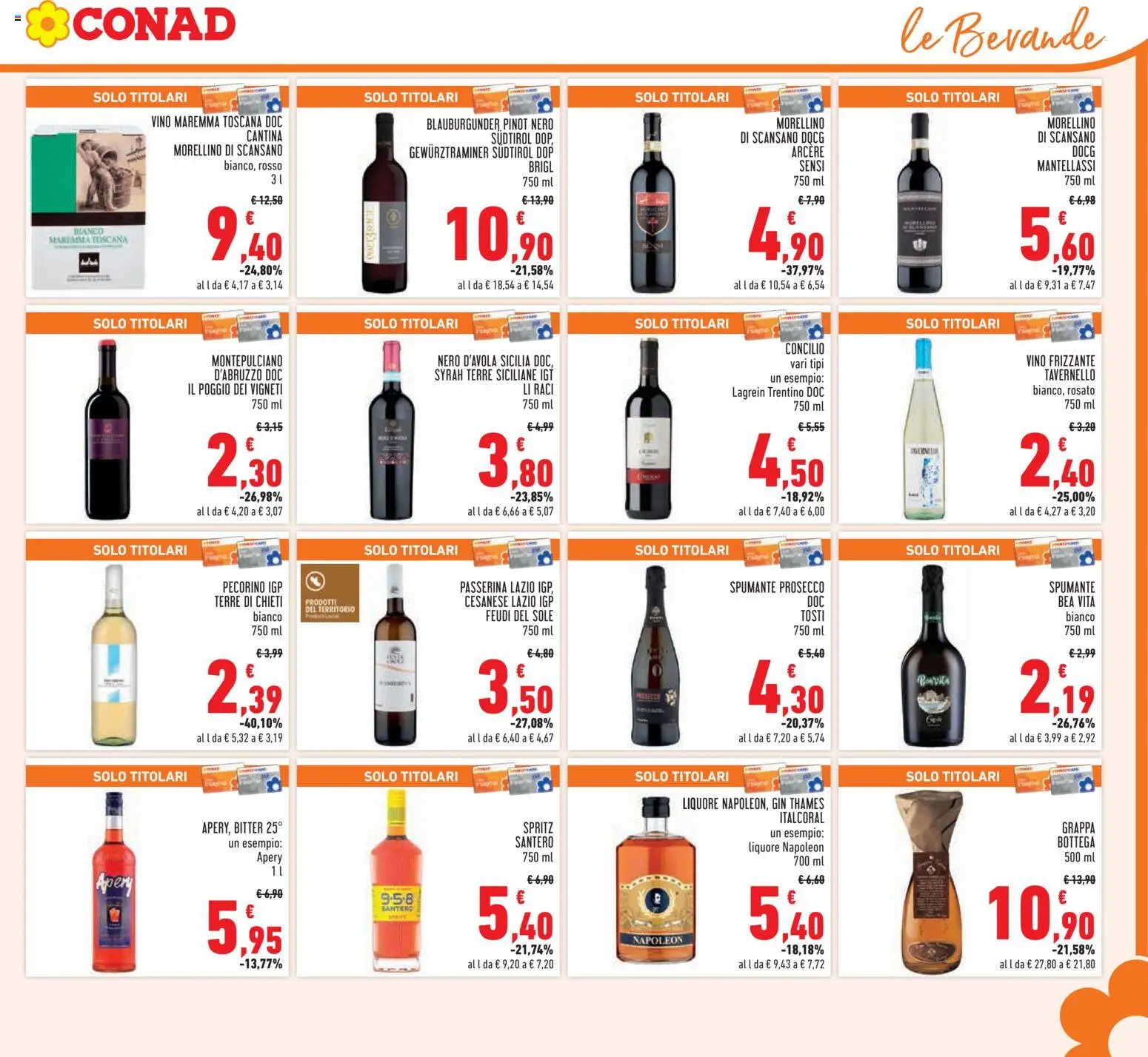 Volantino Conad del 14.01.2026 | Pagina: 23 | Prodotti: Vino, Spumante, Pecorino, Grappa