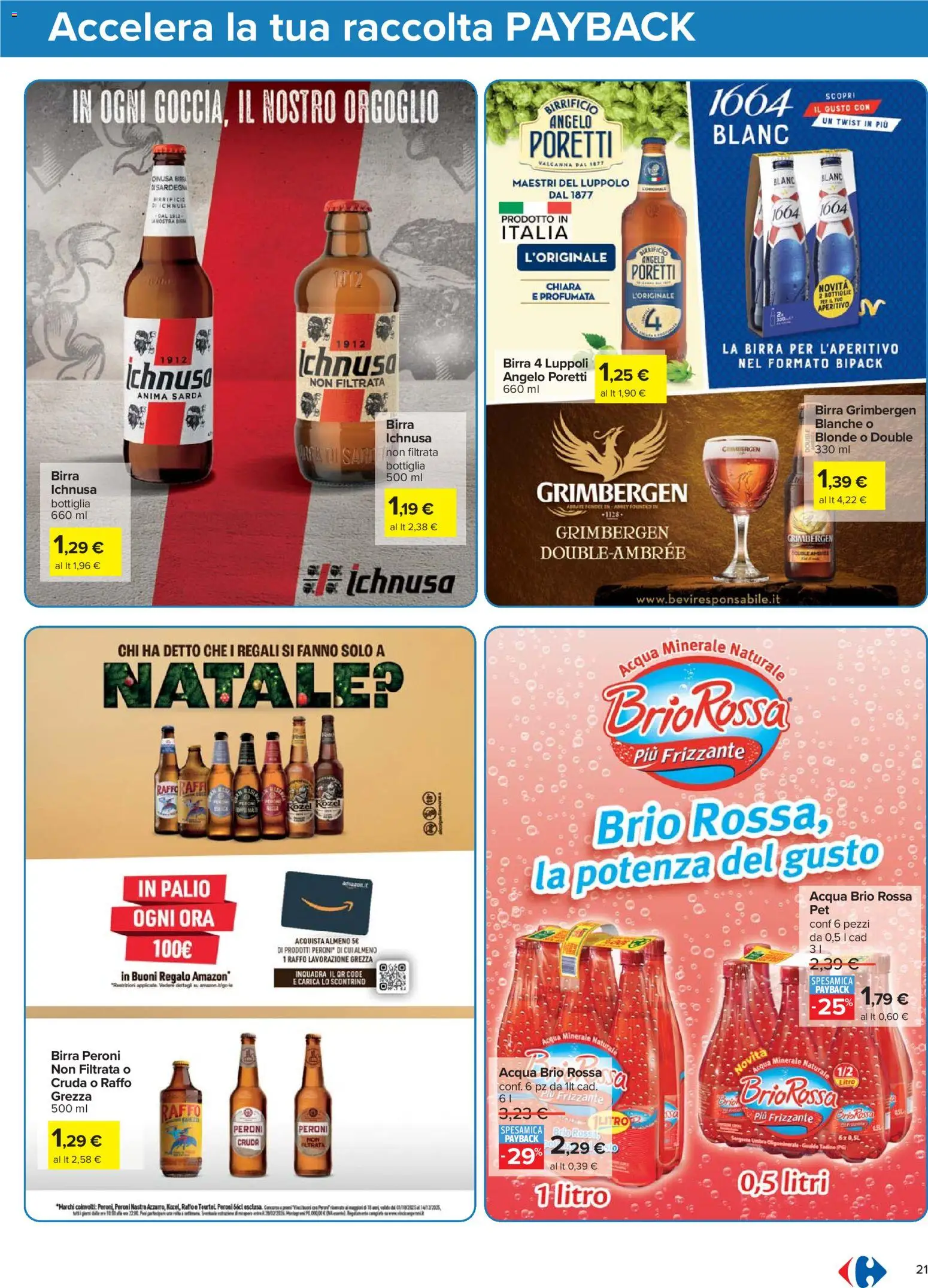 Volantino Carrefour del 02.12.2025 | Pagina: 21 | Prodotti: Birra, Acqua, Acqua minerale, Bottiglia