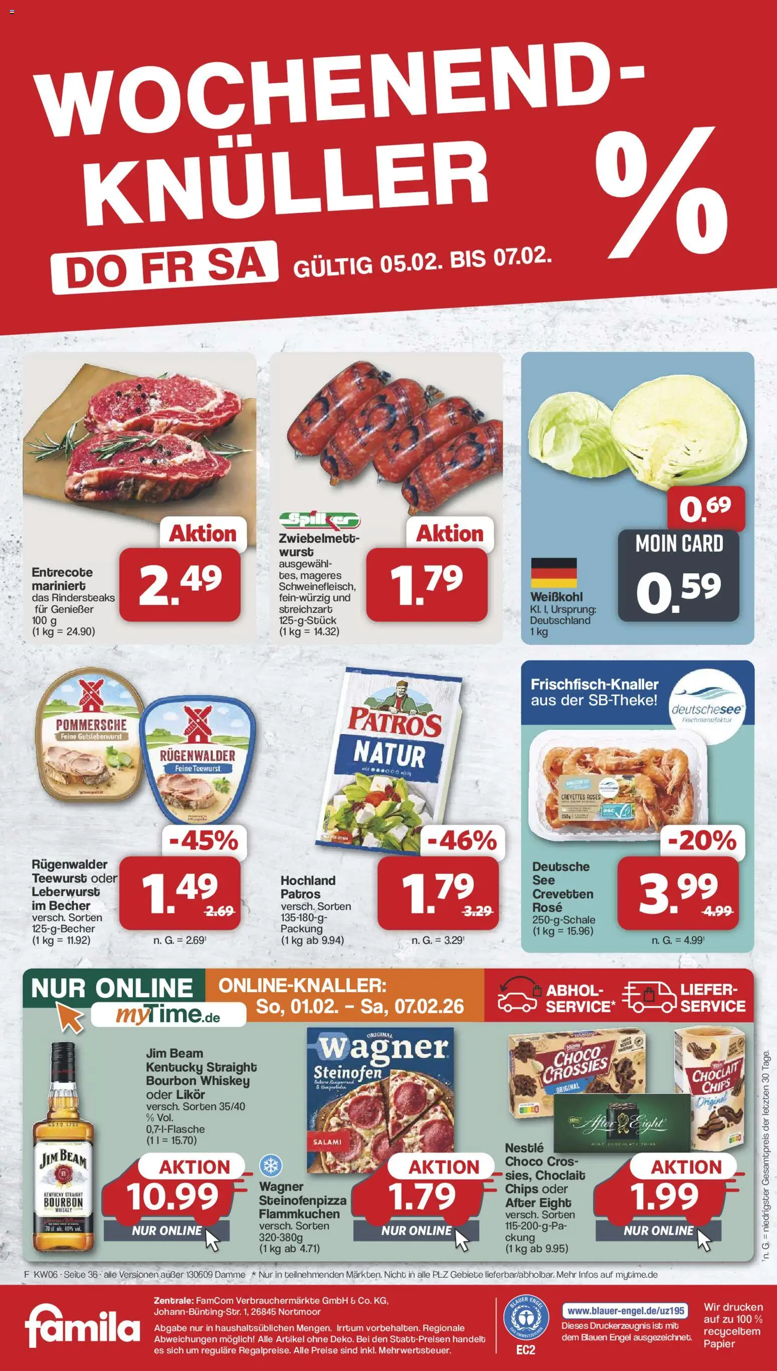 Famila Nordwest Prospekt 	 – gültig ab 02.02.2026 | Seite: 38 | Produkte: Jim beam, Likör, Entrecote, Chips