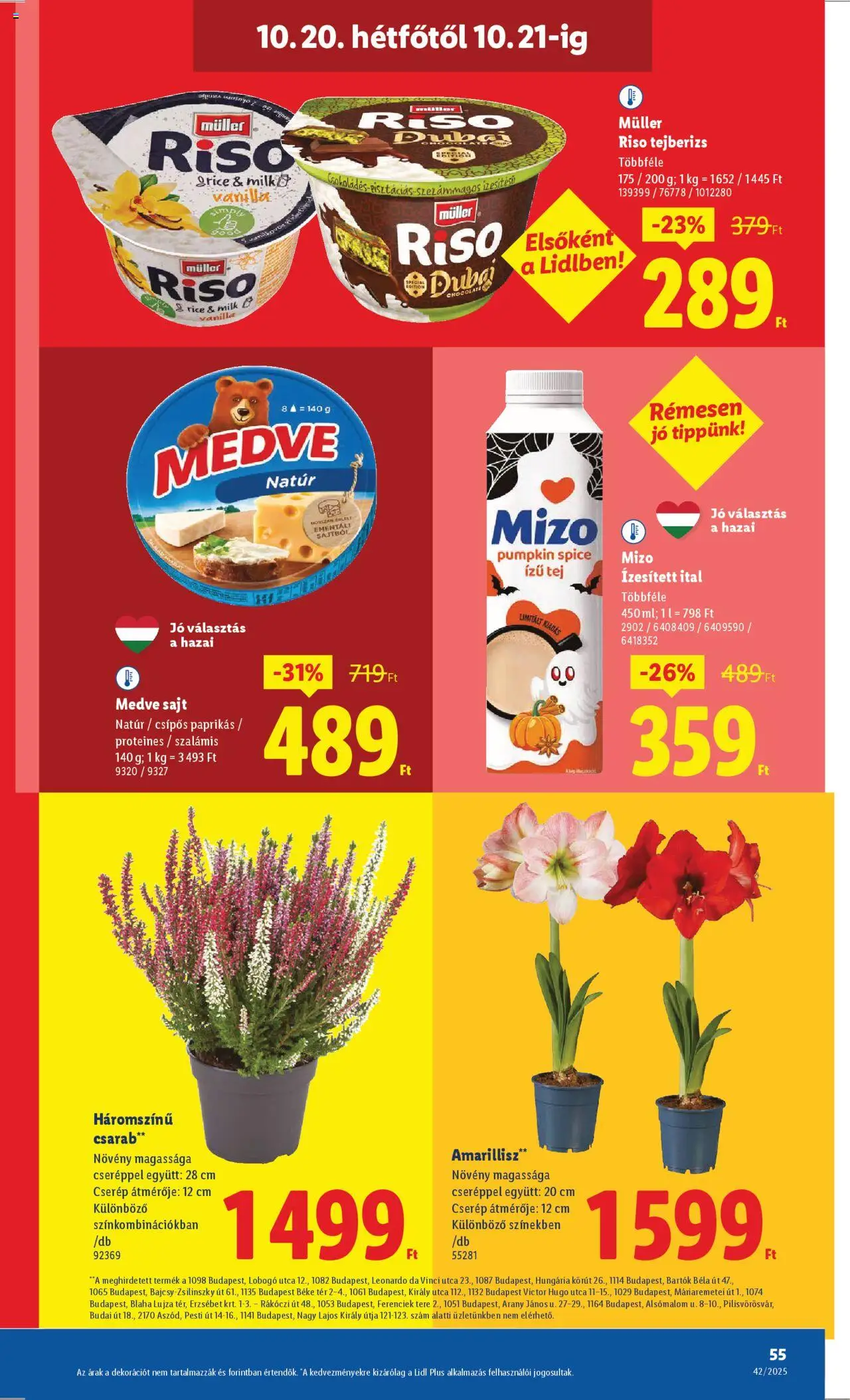Lidl akciós ujság - amely érvényes a következő dátumtól: 16.10.2025 | Oldal: 55 | Termékek: Tejberizs, Tej, Sajt