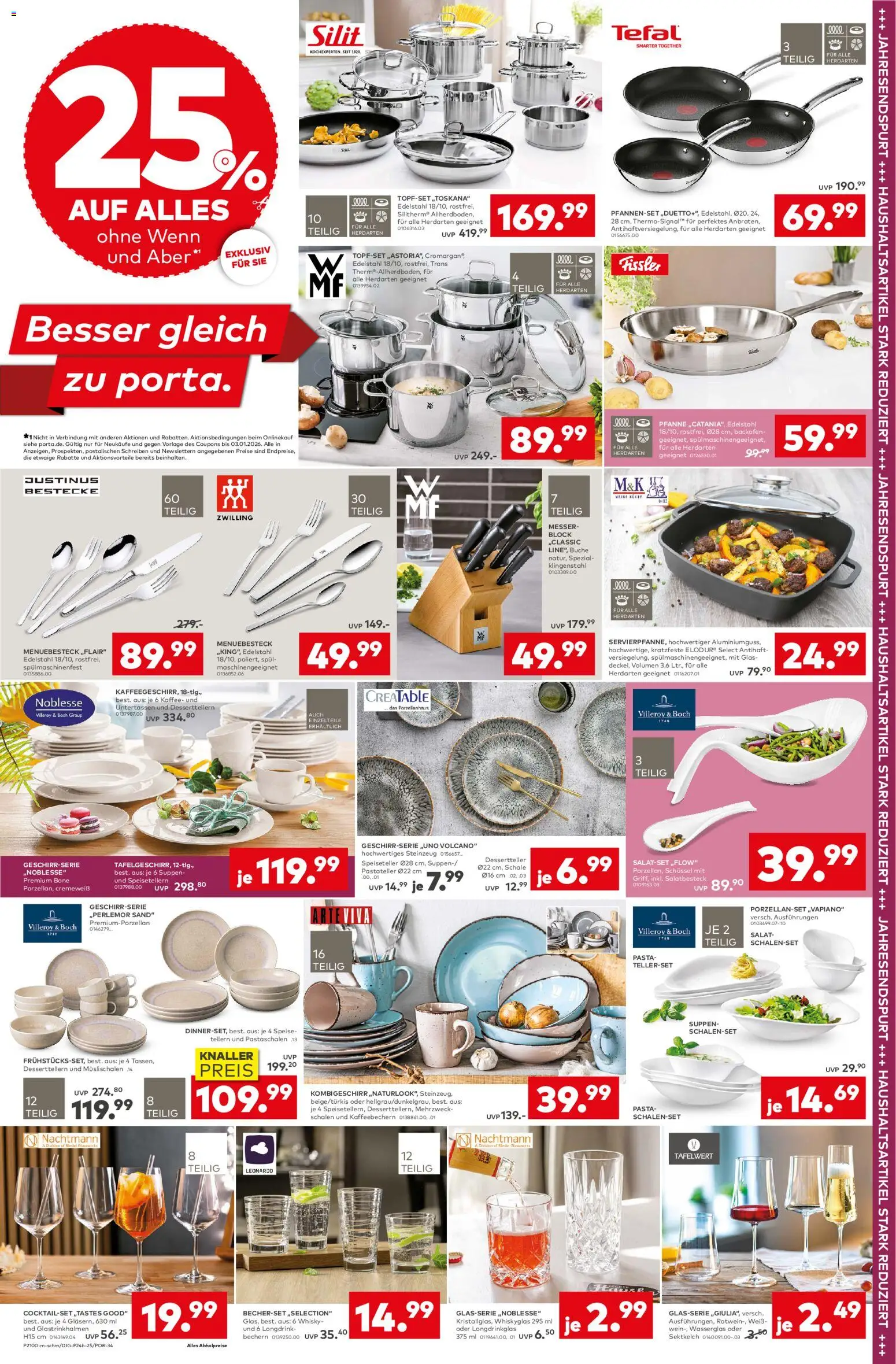 Porta! - 25% Rabatt in allen Abteilungen – gültig ab 19.12.2025 | Seite: 1 | Produkte: Whisky, Kaffee, Backofen, Pasta