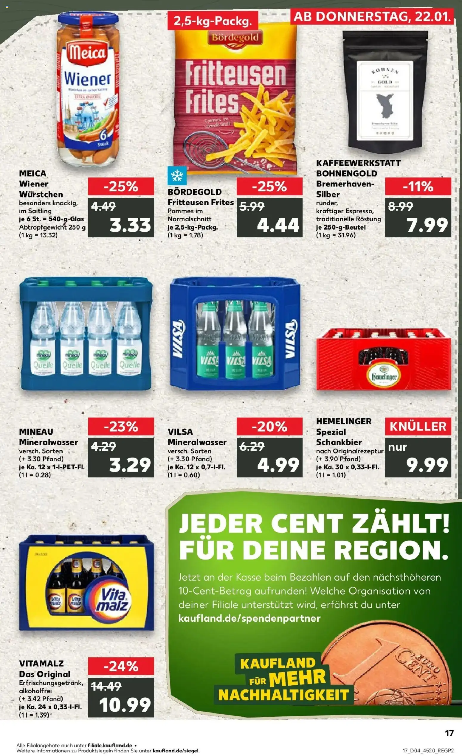 Prospekt Kaufland ab 22.01.2026 » Angebote Online zum Blättern | Seite: 2 | Produkte: Wiener wurstchen, Pommes, Mineralwasser, Meica