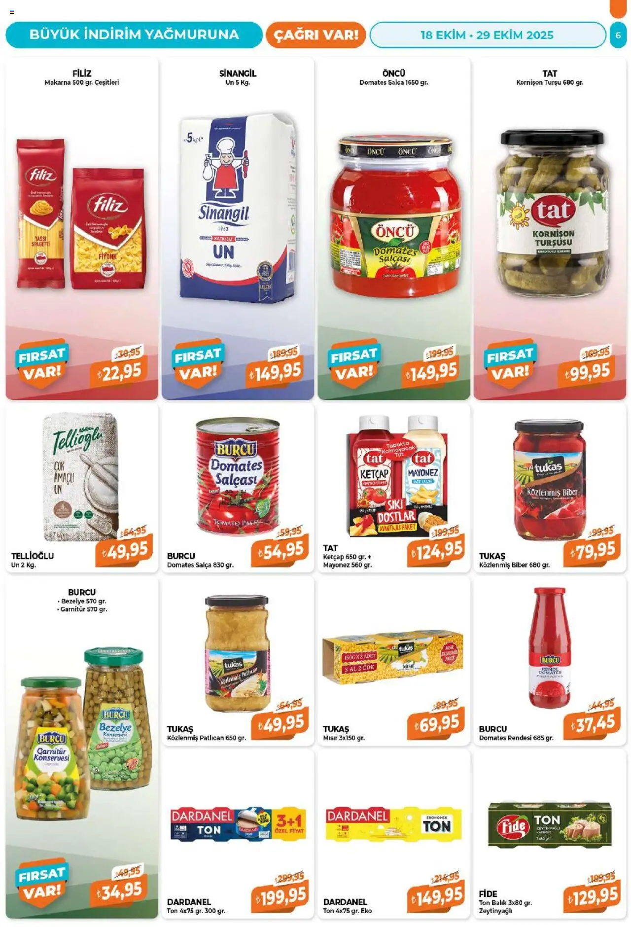 Çağrı Market Katalog - 18.10.2025 tarihinden itibaren geçerlidir | Sayfa: 6 | Ürünler: Balık, Makarna, Bezelye, Mısır