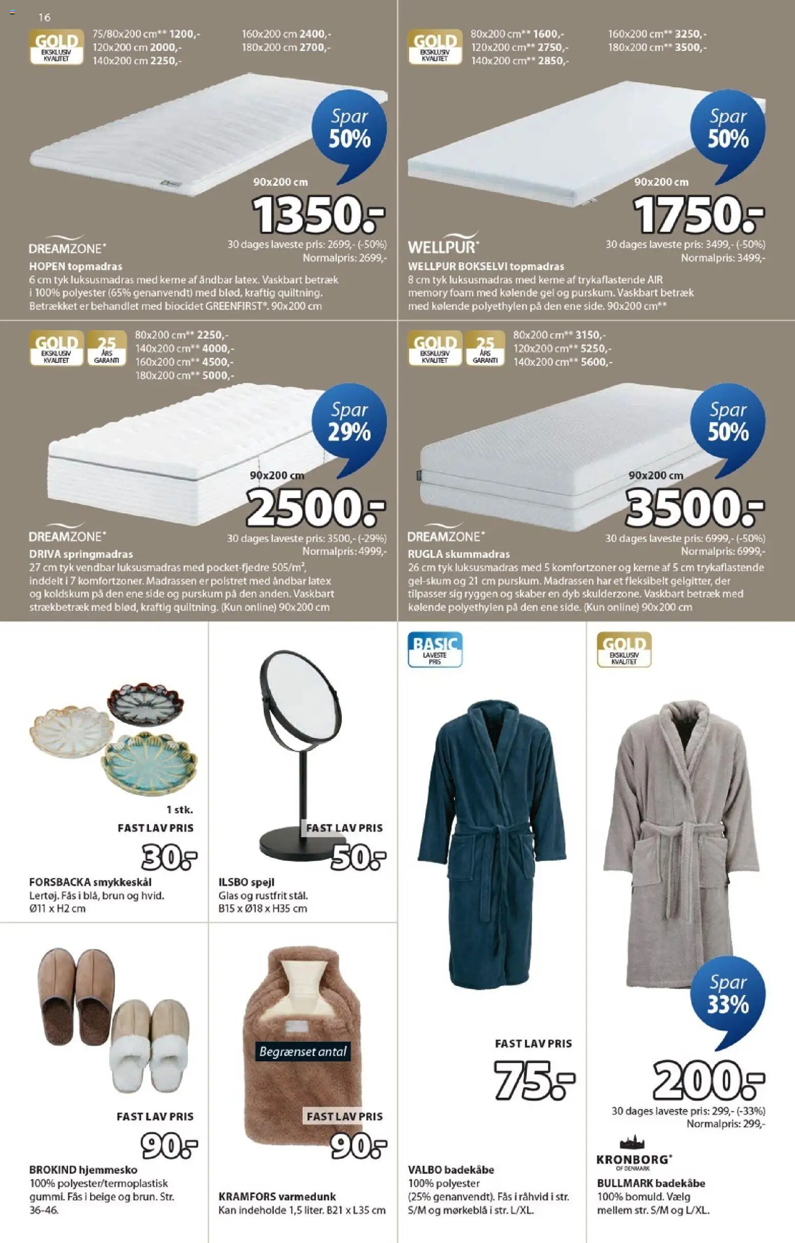 JYSK tilbudsavis – gyldig fra 13.02.2026 | Side: 16 | Produkter: Spejl, Badekåbe, Hjemmesko