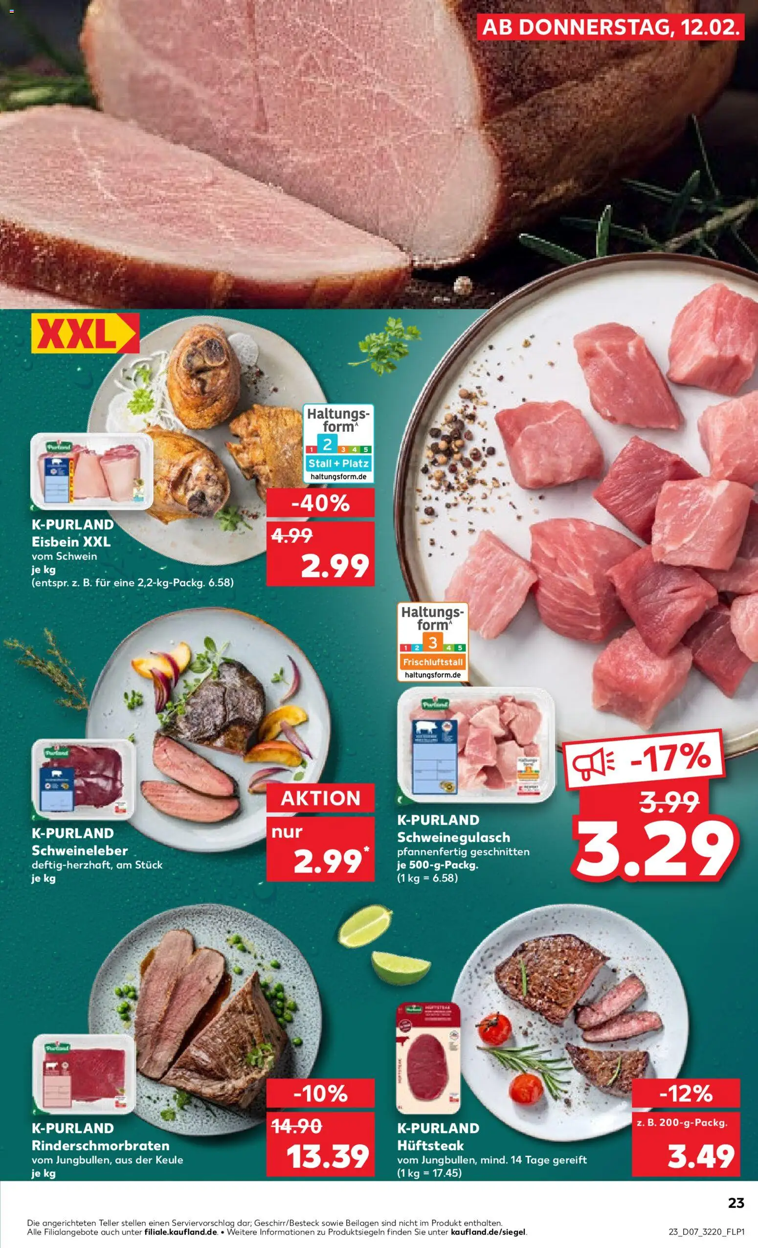 Kaufland prospekt Jena	 – gültig ab 12.02.2026 | Seite: 23 | Produkte: Schweinegulasch, Steak