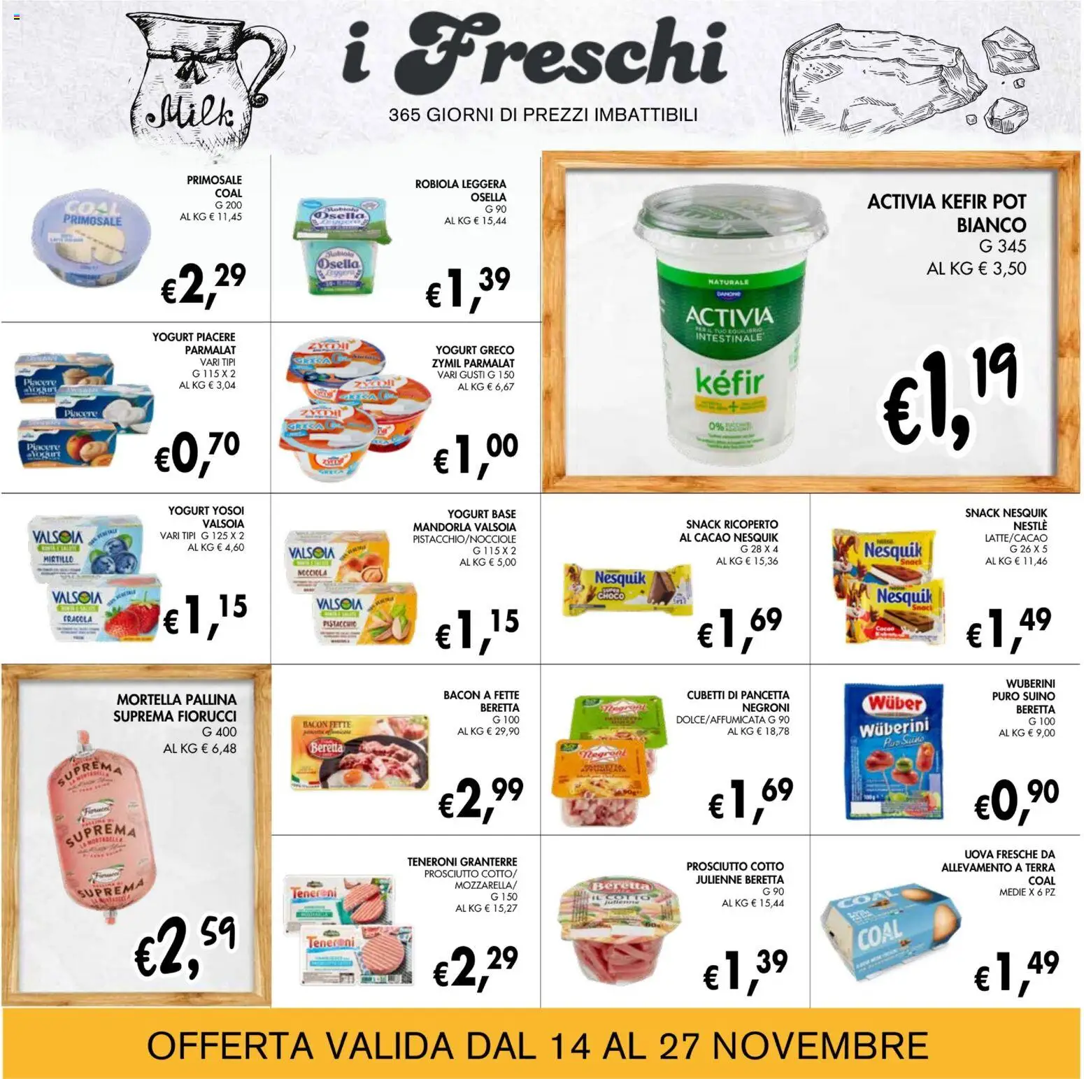 Volantino Coal del 14.11.2025 | Pagina: 9 | Prodotti: Yogurt greco, Uova, Pancetta, Robiola
