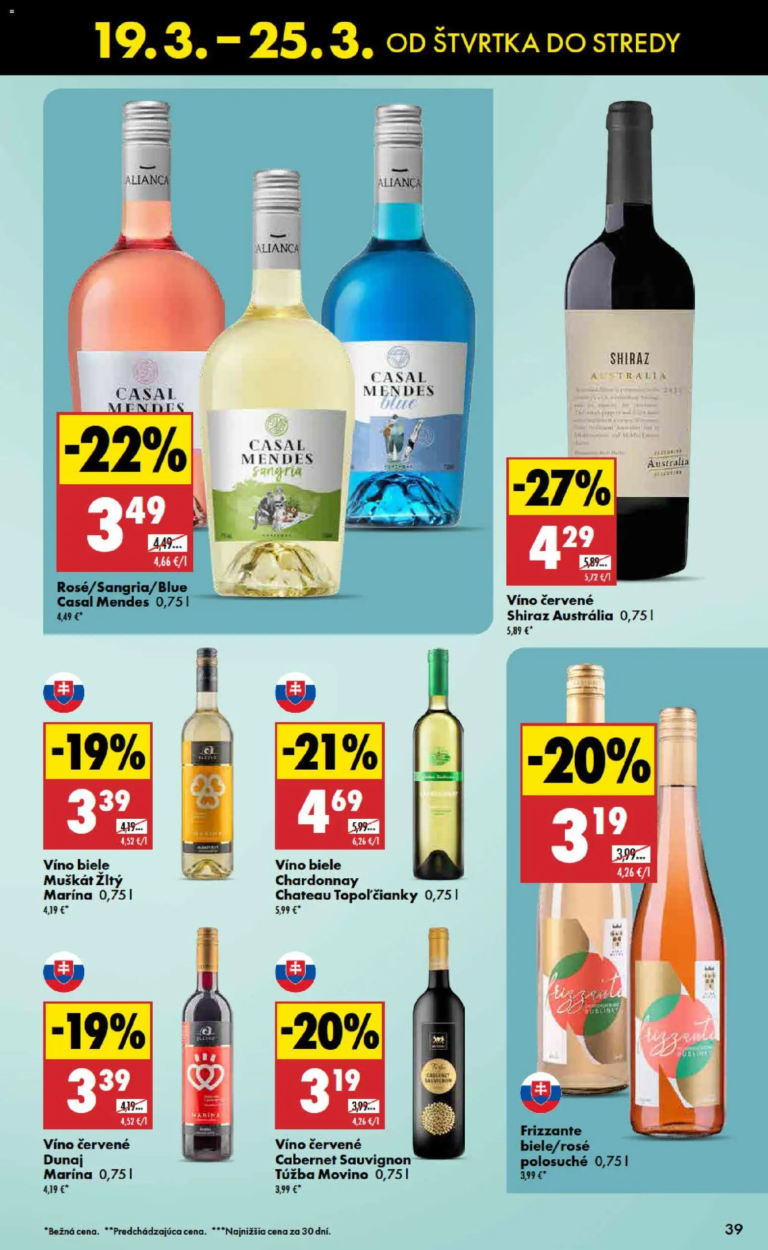 Nové Biedronka akcie – leták je platný od 19.03.2026 | Strana: 39 | Produkty: Biele víno, Víno, Červené víno