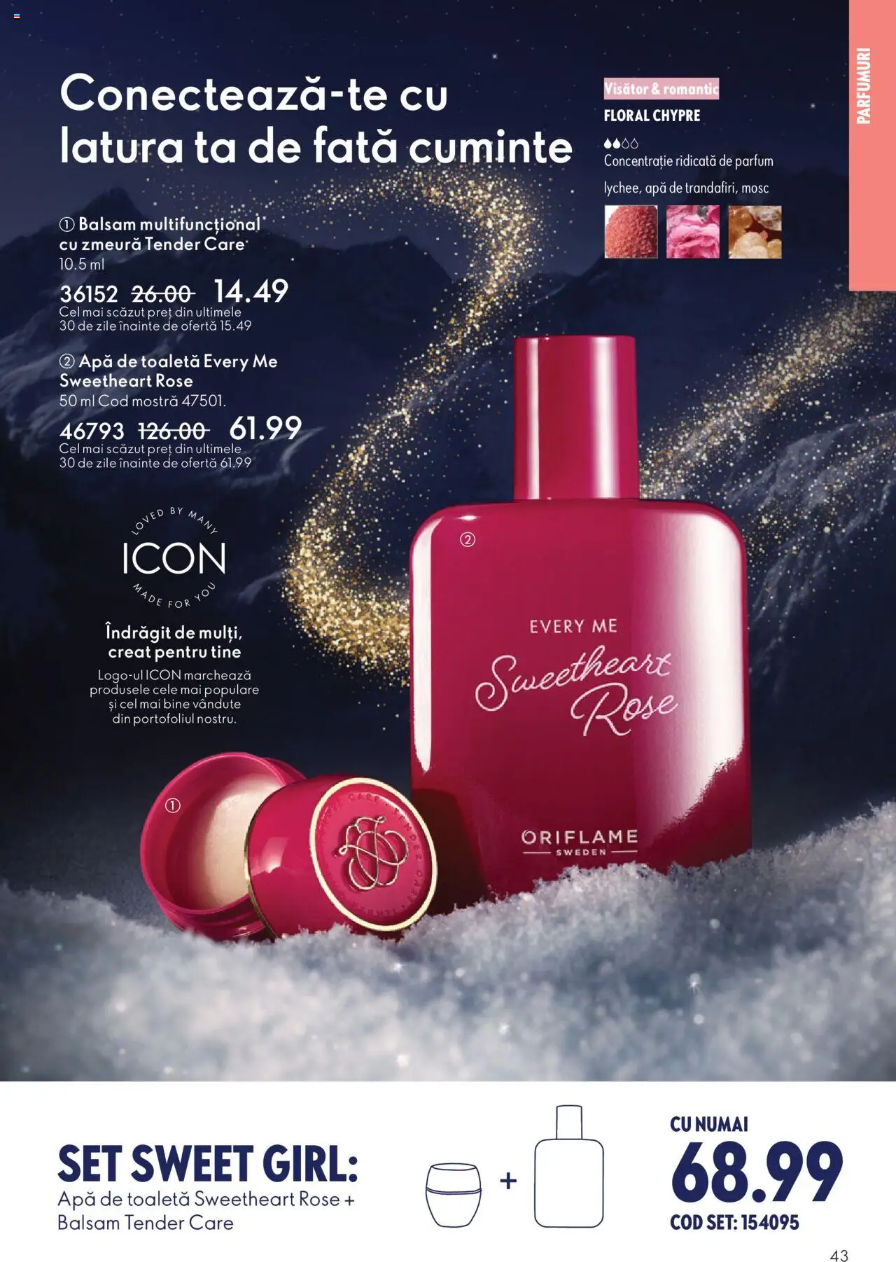 Noul catalog Oriflame – valabil de la 12.11.2025 | Pagină: 43 | Produse: Toaletă, Parfum, Balsam, Apă