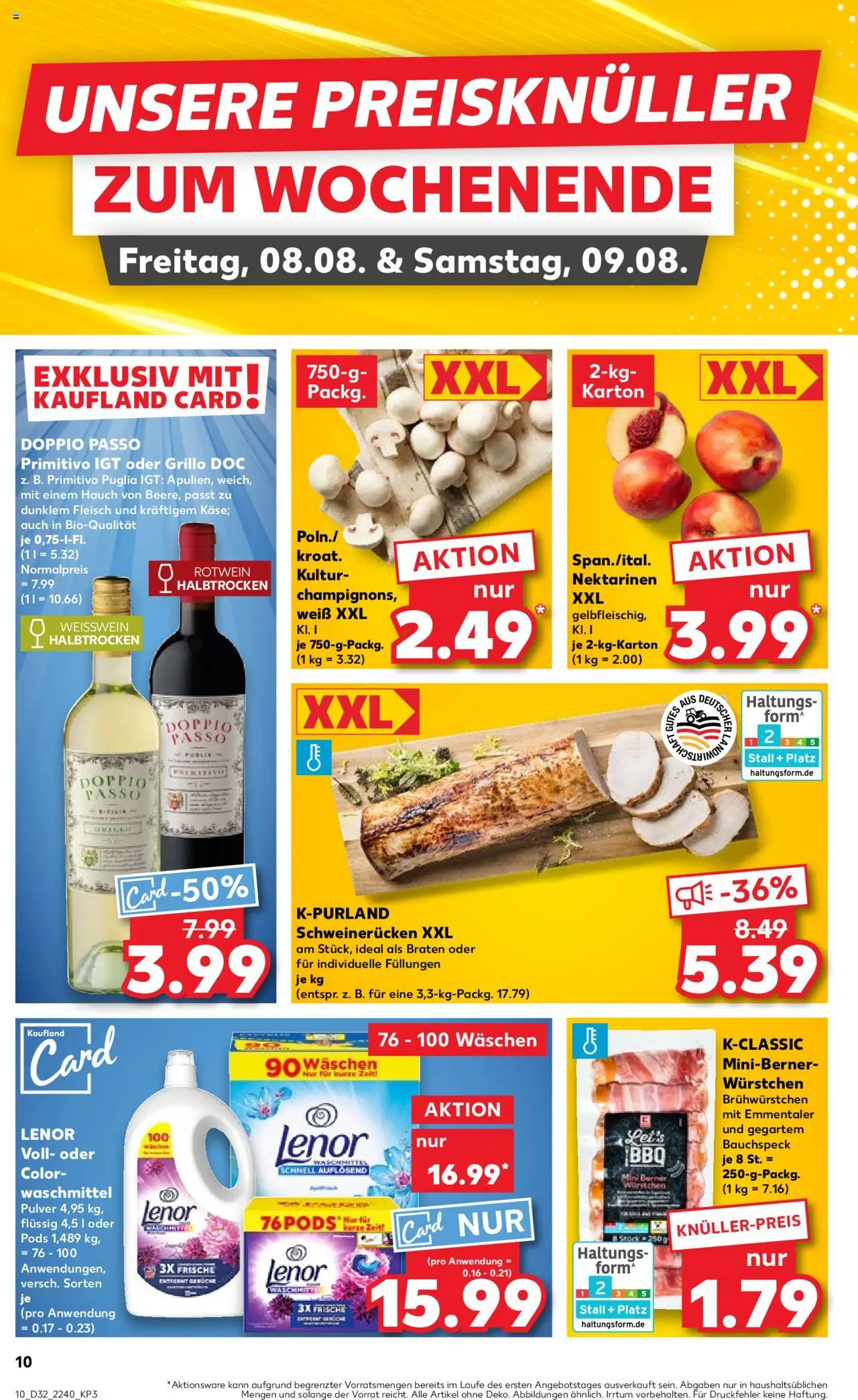 Kaufland prospekt Stuttgart	 - gültig ab dem 07.08.2025 | Seite: 10 | Produkte: Lenor, Waschmittel, Doppio Passo, Schweinerucken