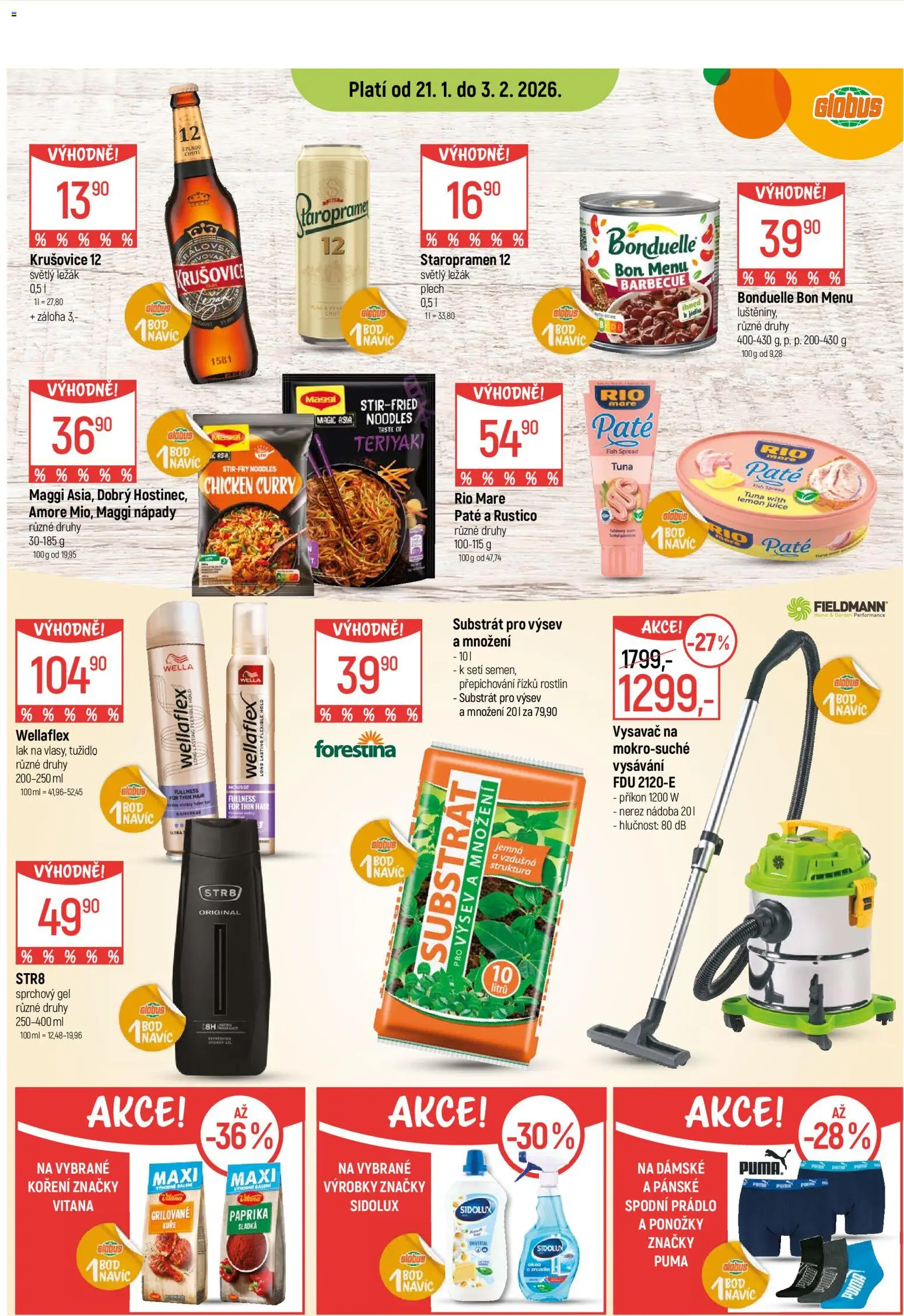 Globus leták - Plzeň od 21.01.2026 | Strana: 14 | Produkty: Ponožky, Paprika, Vysavač, Tužidlo