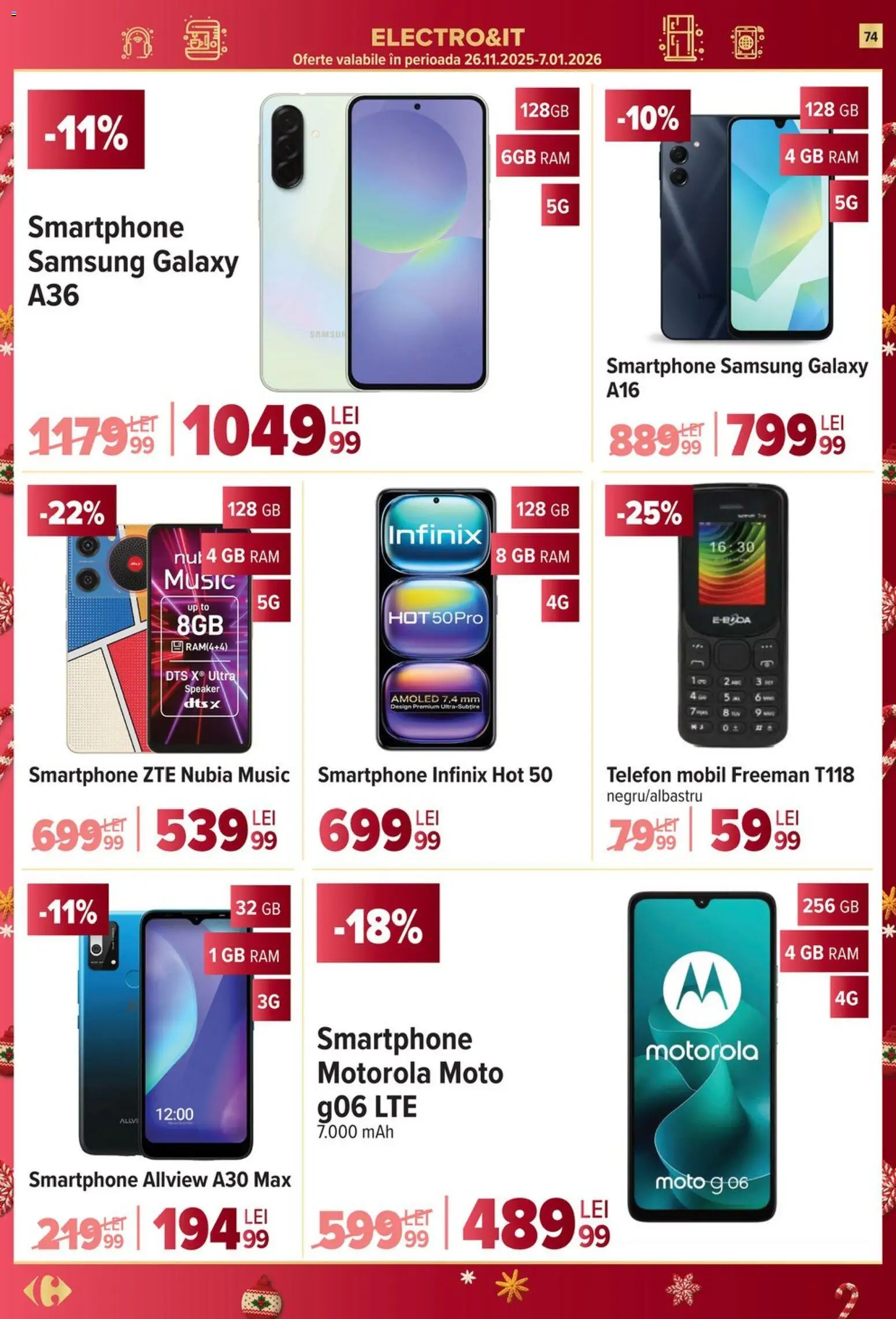 Noul catalog Carrefour – valabil de la 27.12.2025 | Pagină: 74 | Produse: Telefon, Smartphone, Speaker