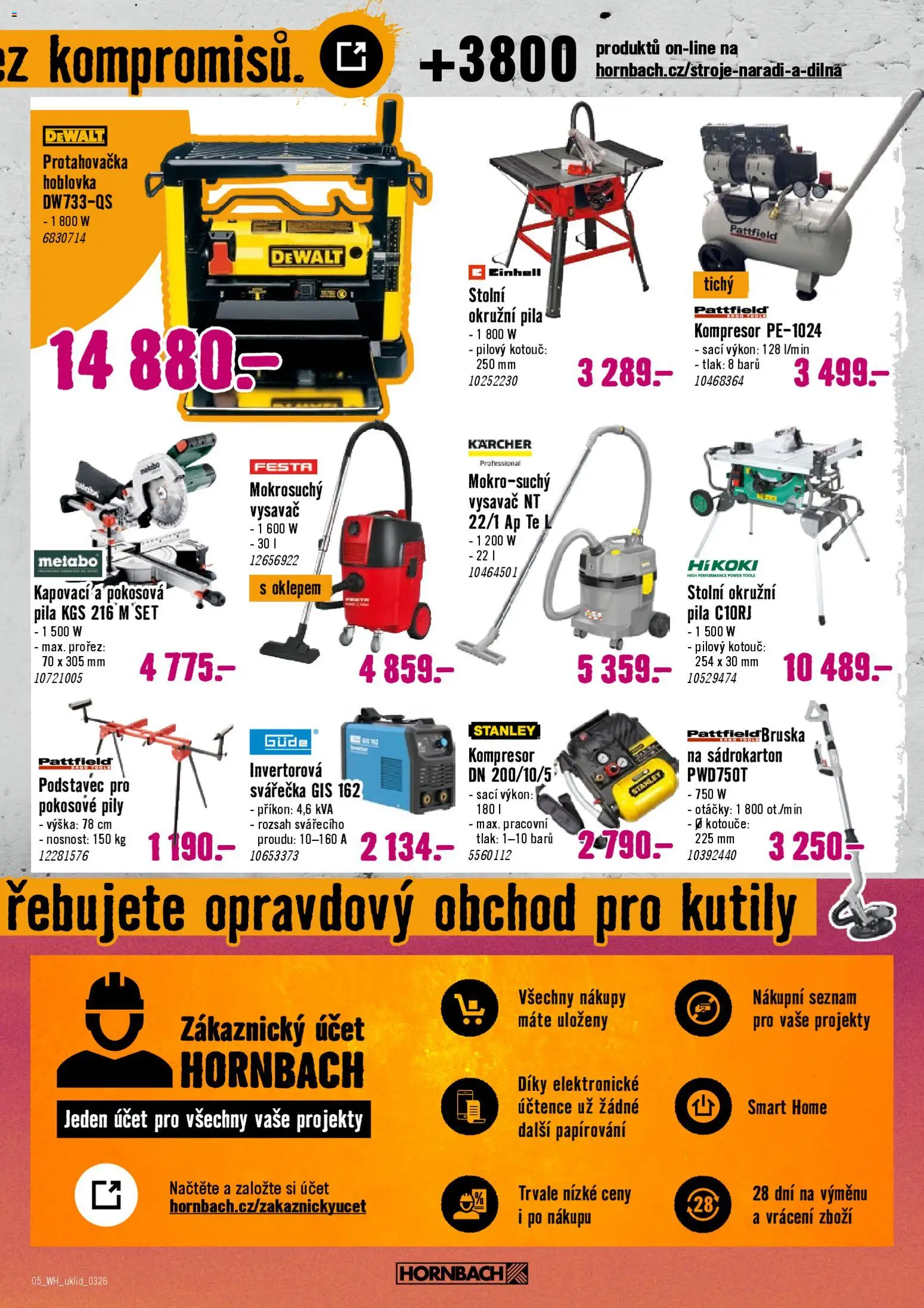 HORNBACH leták - Jarní úklid od 25.03.2026 | Strana: 5 | Produkty: Dewalt, Invertorová svářečka, Vysavač, Pila