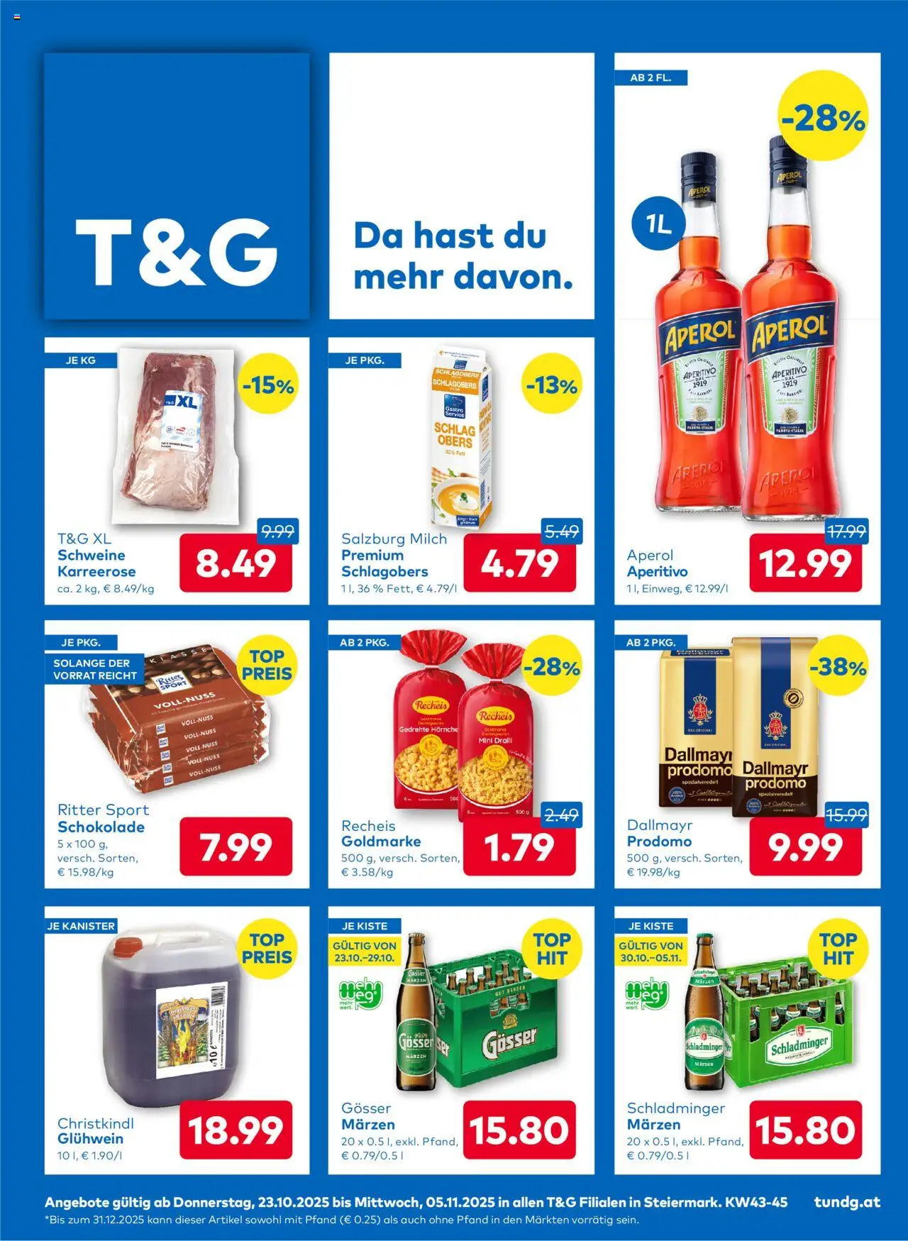 T&G Steiermark gültig ab 23.10.2025 | Seite: 1 | Produkte: Milch, Schokolade