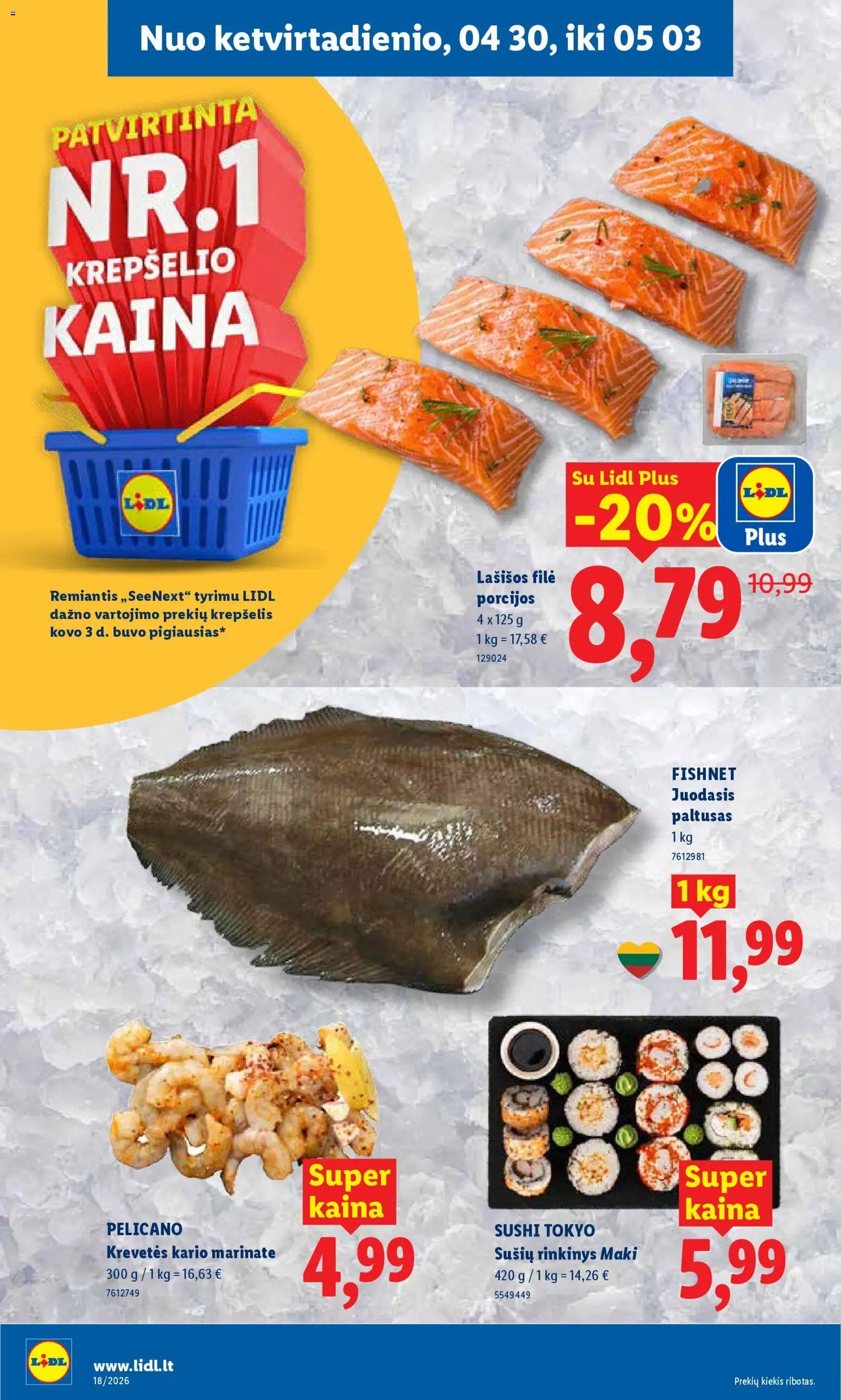 LIDL akcijos nuo 27.04.2026 | Puslapis: 36 | Prekių: Lašišos, Krepšelis