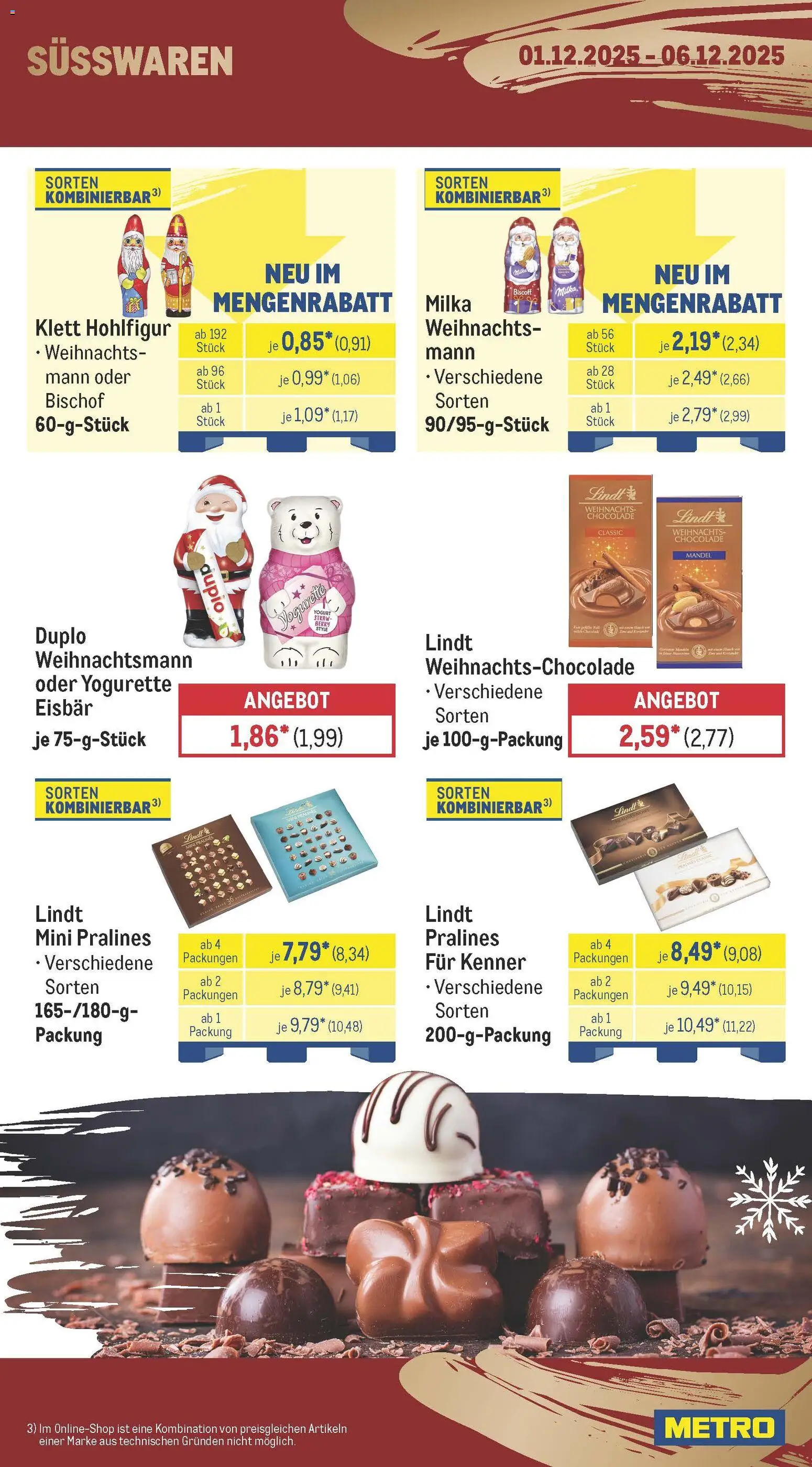 Metro Prospekt 	 – gültig ab 01.12.2025 | Seite: 13 | Produkte: Yogurette, Milka, Lindt