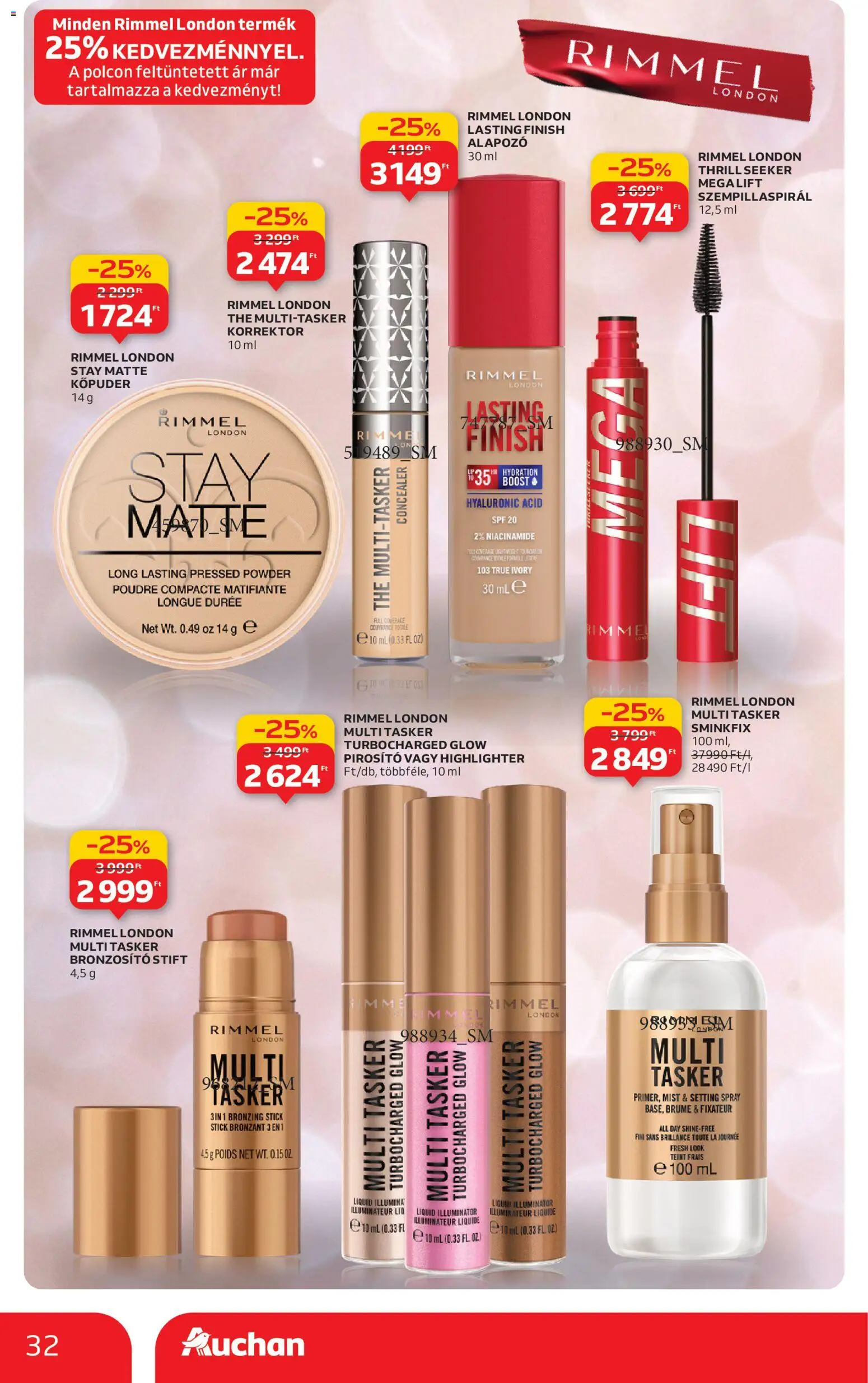 Auchan akciós ujság - amely érvényes a következő dátumtól: 27.12.2025 | Oldal: 32 | Termékek: Szempillaspirál, Stift, Korrektor, Pirosító