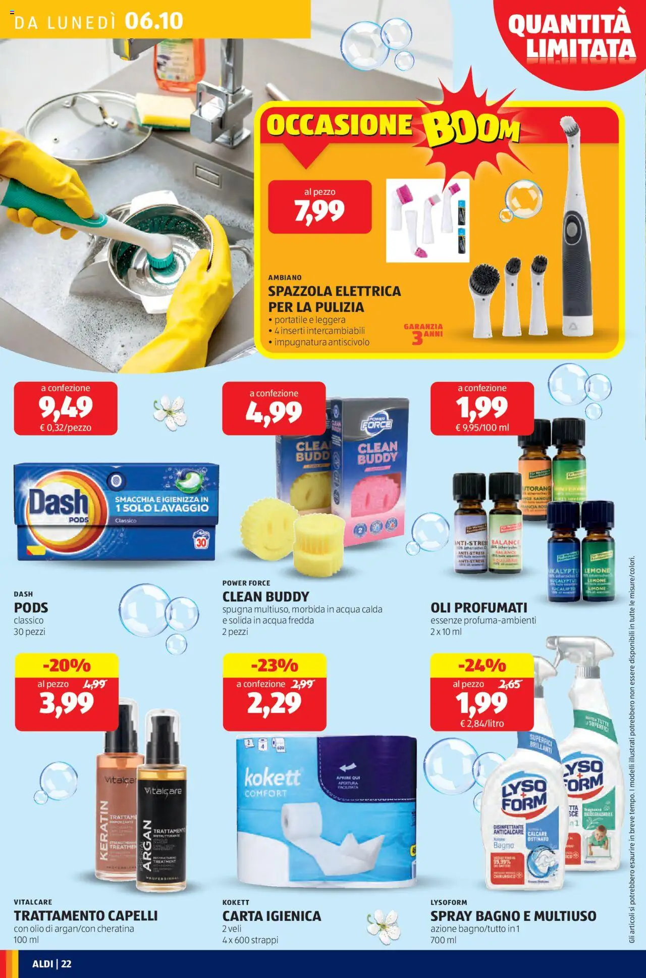 Volantino Aldi del 06.10.2025 | Pagina: 22 | Prodotti: Acqua, Limone, Olio, Fragranza
