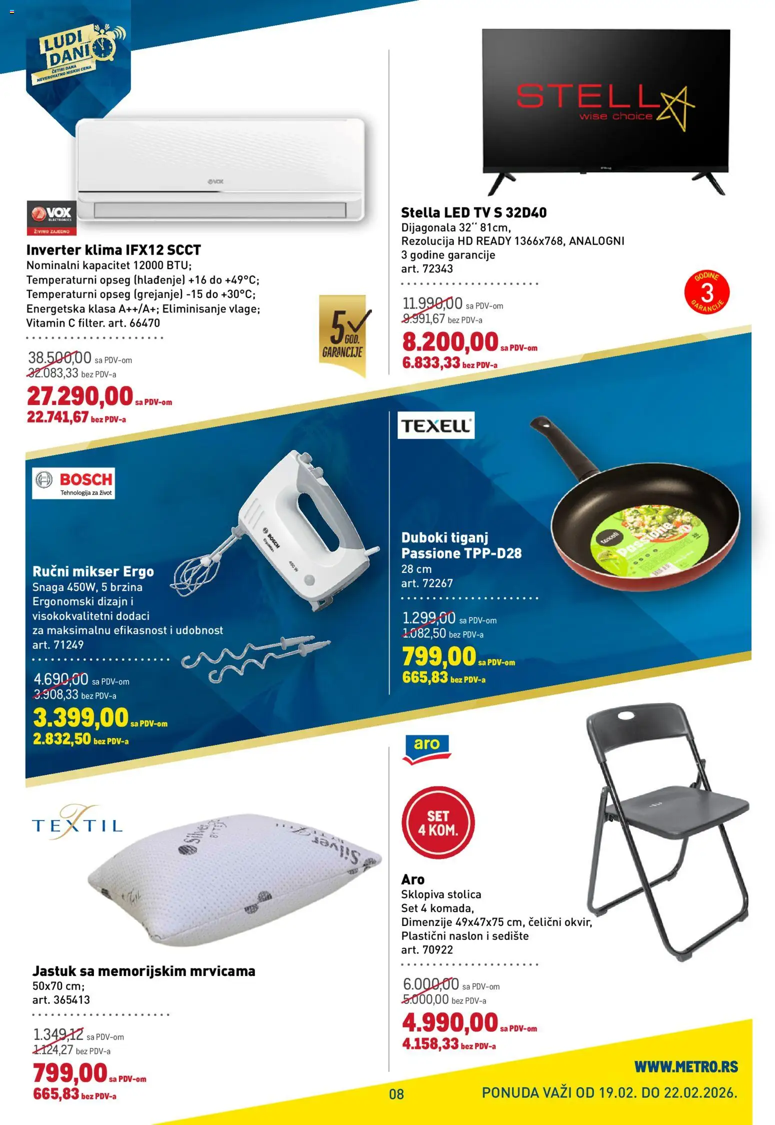 Metro katalog - važi od 19.02.2026 | Strana: 8 | Proizvode: Bosch, Jastuk, Inverter klima, Klima