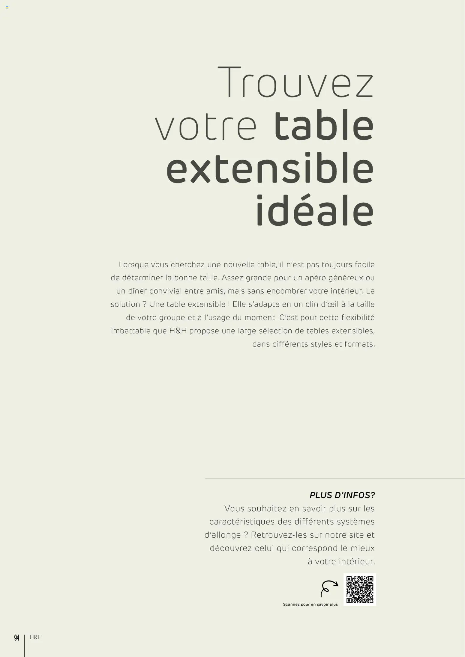 {H1} | Page: 94 | Produits: Table extensible, Mais, Table
