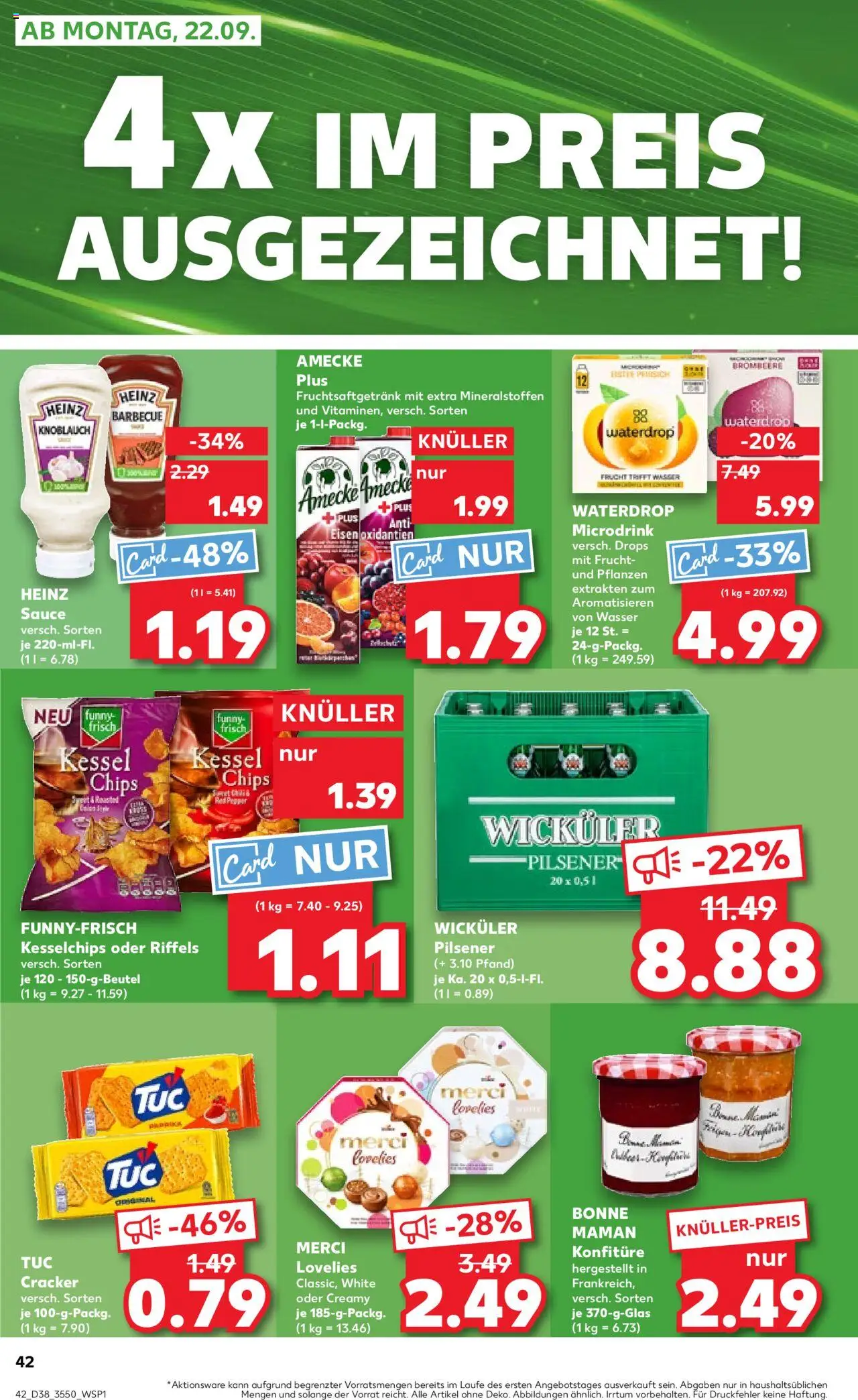 Kaufland prospekt Potsdam	 – gültig ab 18.09.2025 | Seite: 42 | Produkte: Funny frisch, Knoblauch, Pfirsich, Bonne maman