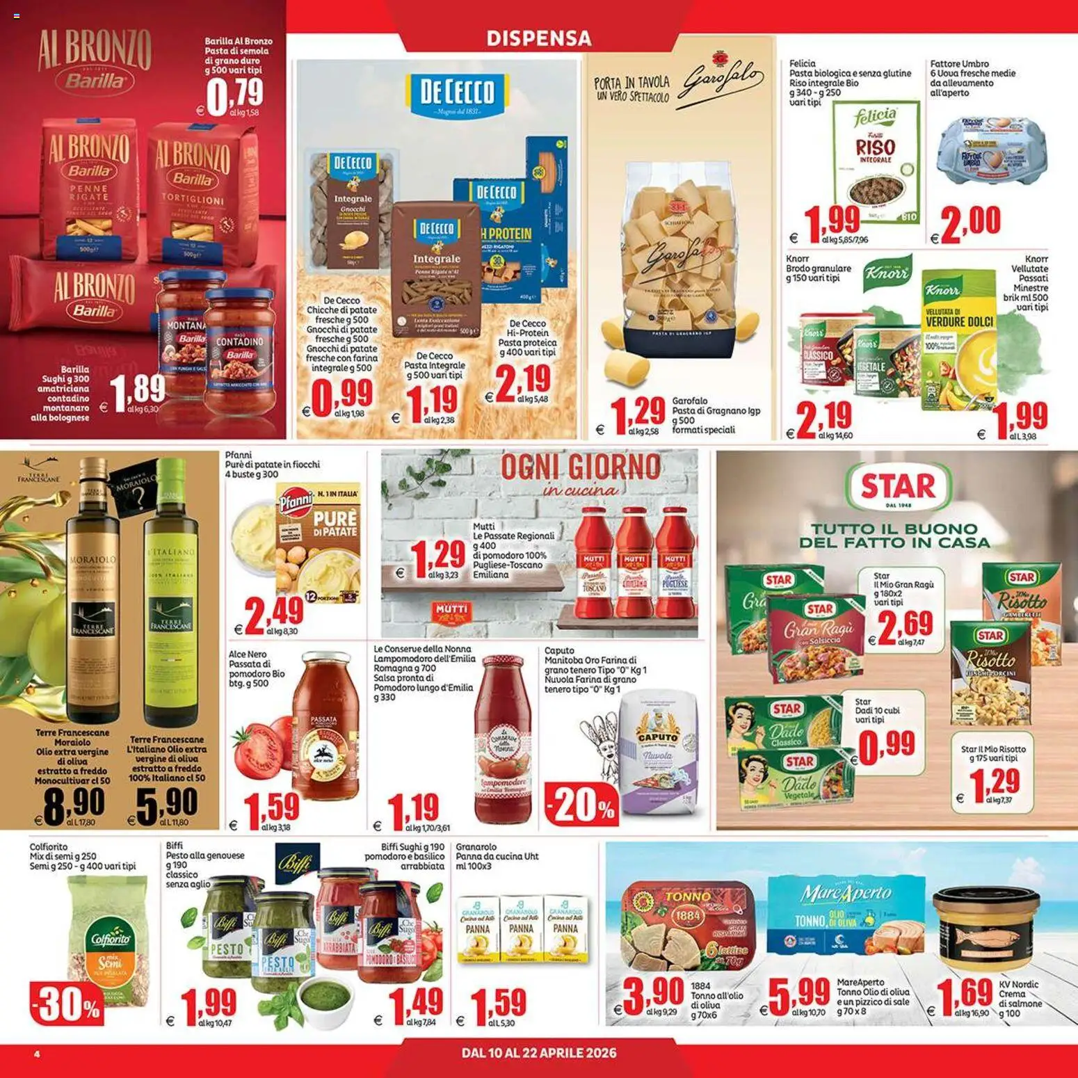 Volantino Elite Supermercati del 10.04.2026 | Pagina: 4 | Prodotti: Pomodoro, Basilico, Olio extra vergine, Penne