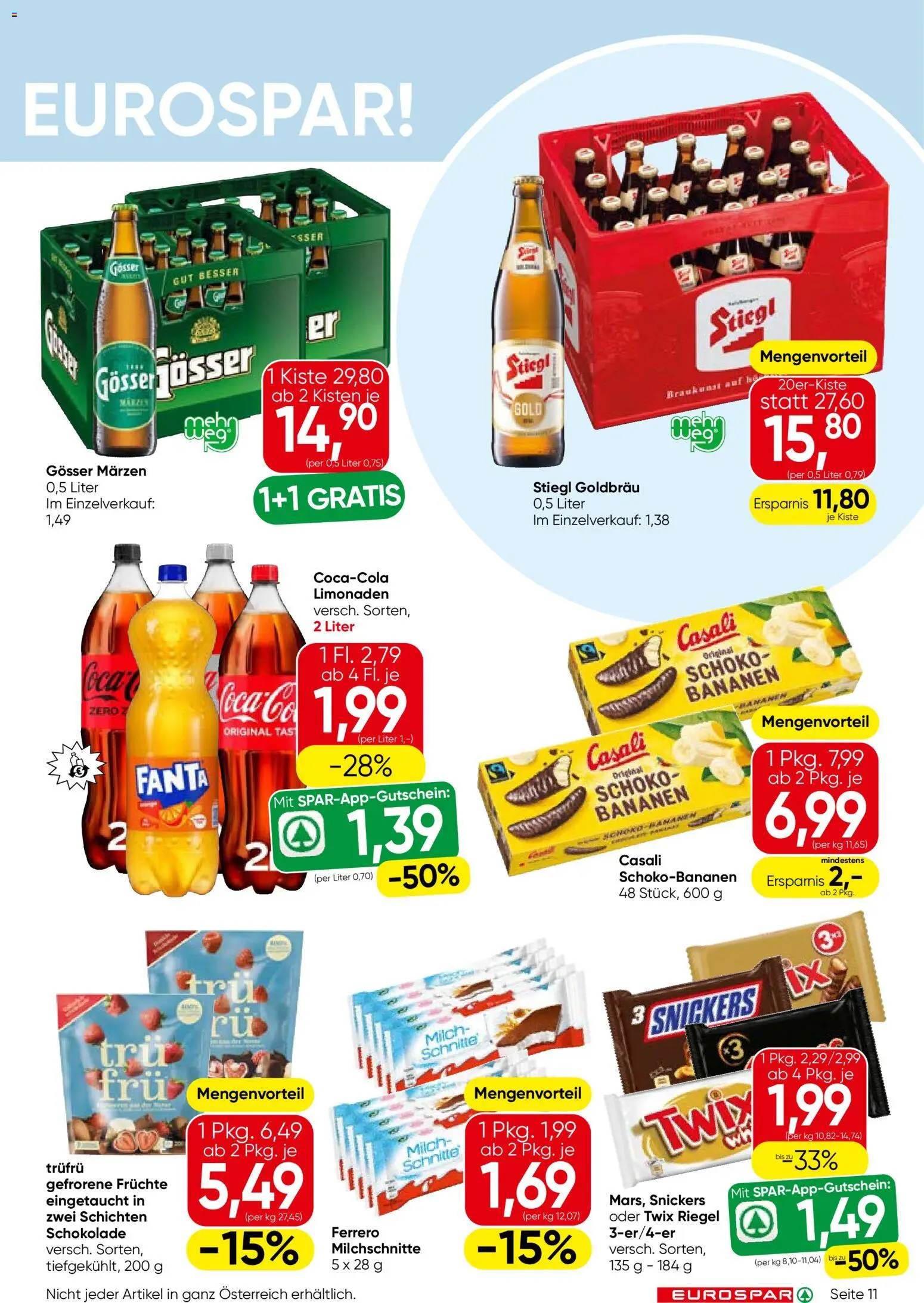 Eurospar Flugblatt - Burgenland gültig ab 15.01.2026 | Seite: 11 | Produkte: Milch, Schokolade, Bananen