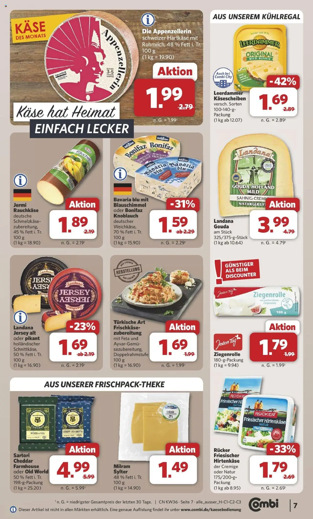 Combi Prospekt Rahden	 – gültig ab 01.09.2025 | Seite: 9 | Produkte: Käse, Gouda, Leerdammer, Milram