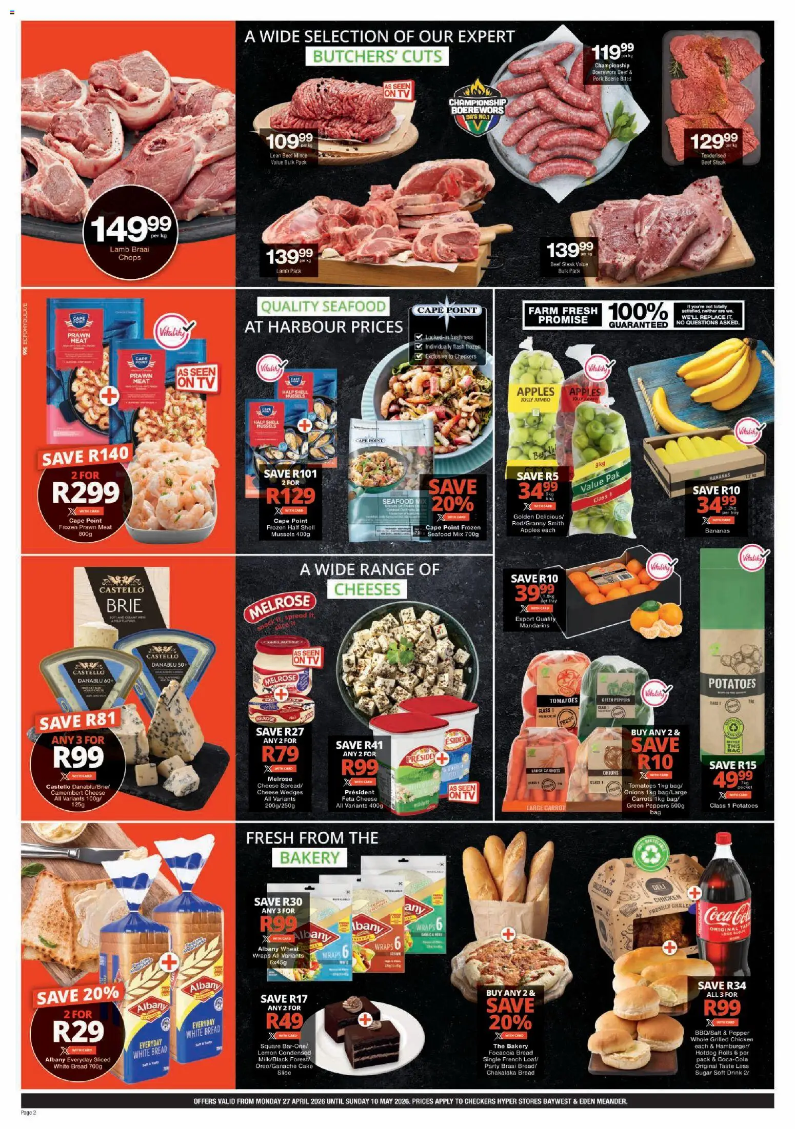 New Checkers catalogue – valid from 27.04.2026 | Page: 2 | Products: Tray, TV, Steak, Sugar