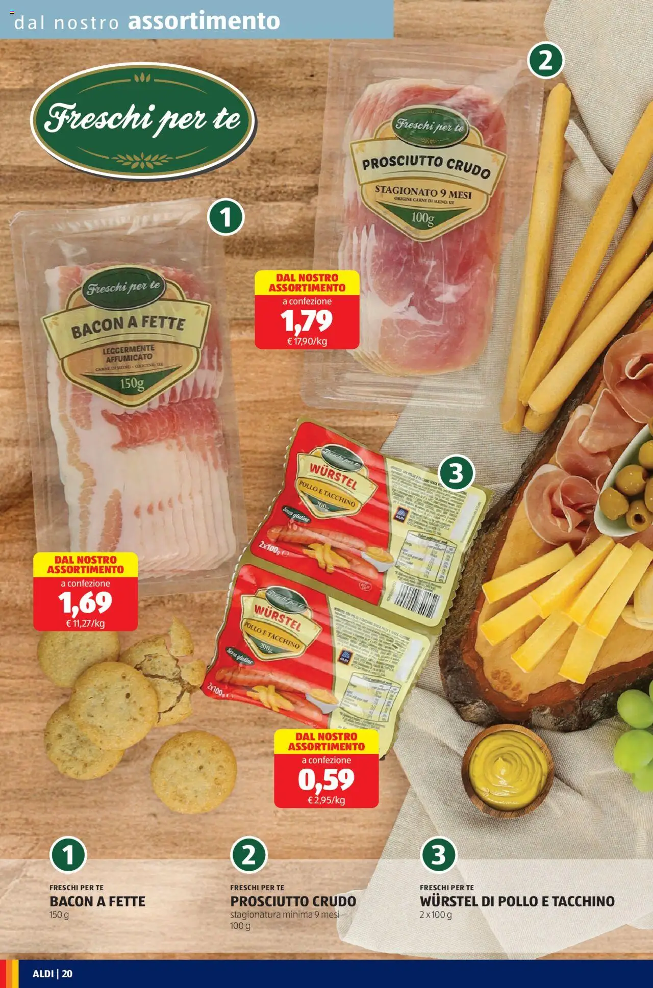Volantino Aldi del 22.09.2025 | Pagina: 20 | Prodotti: Pollo, Tè, Tacchino, Wurstel