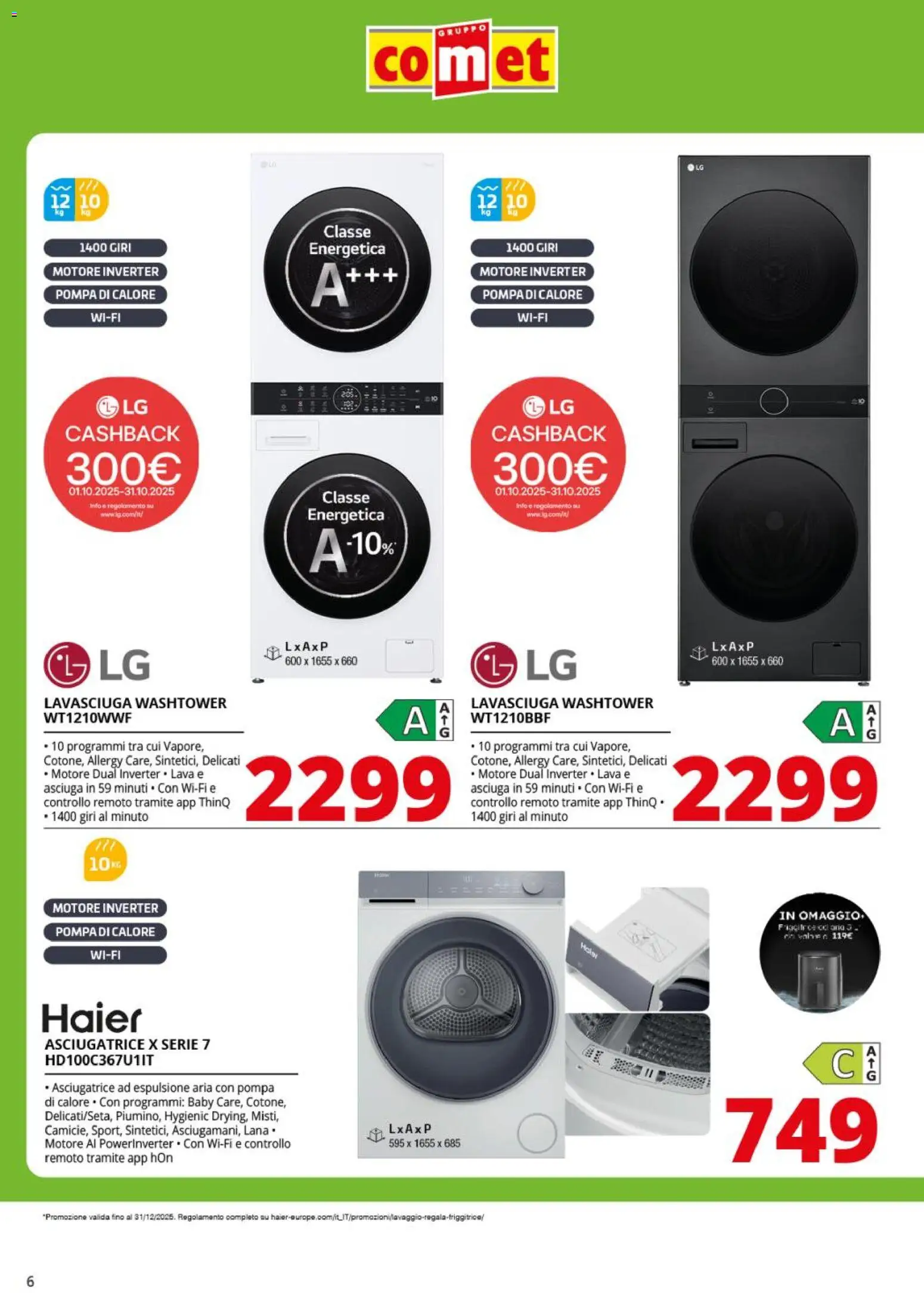 Volantino Comet del 28.10.2025 | Pagina: 6 | Prodotti: Lavasciuga, Asciugatrice