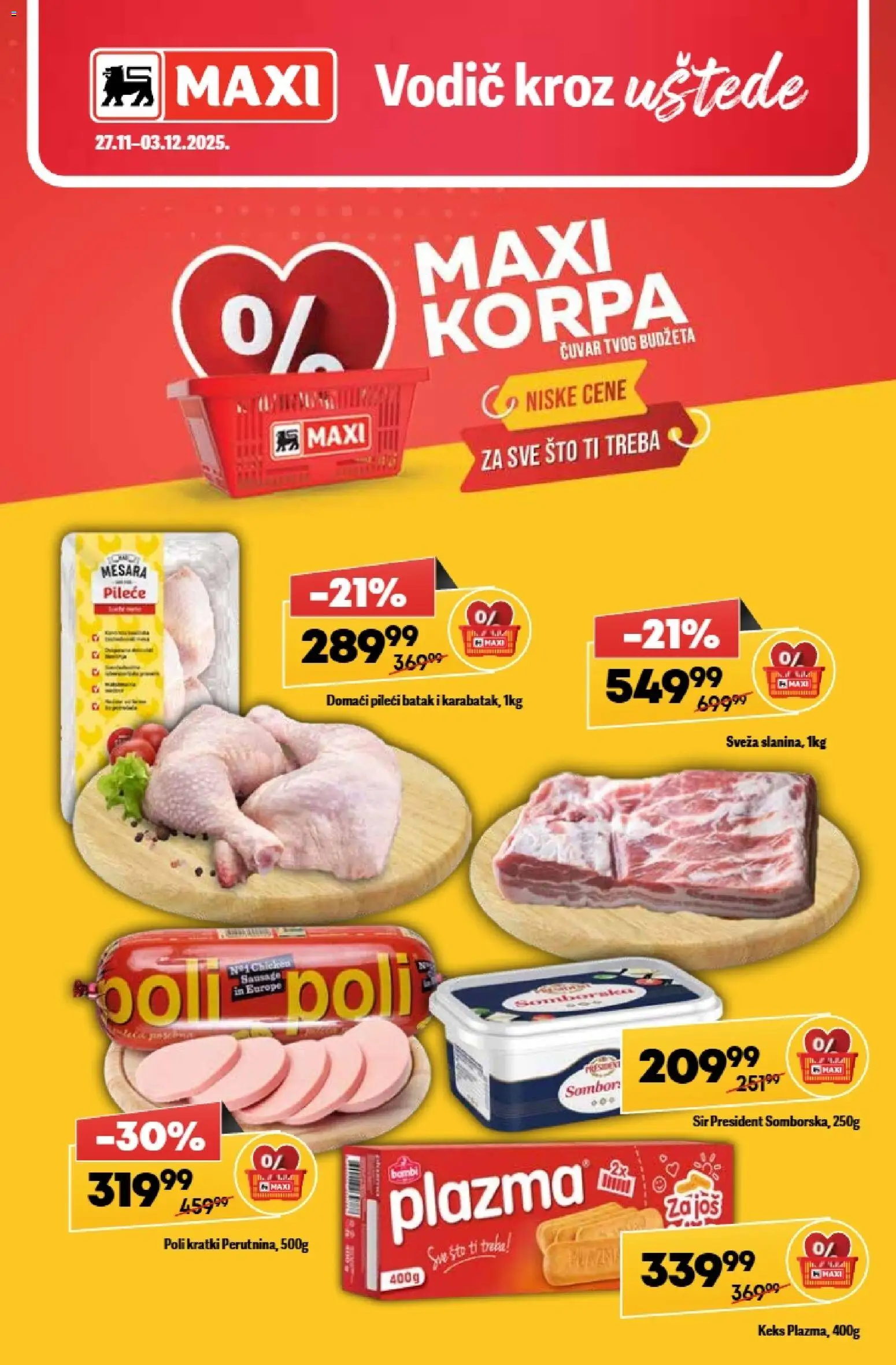 Maxi katalog - važi od 27.11.2025 | Strana: 1 | Proizvode: Keks, Plazma, Korpa, Sir