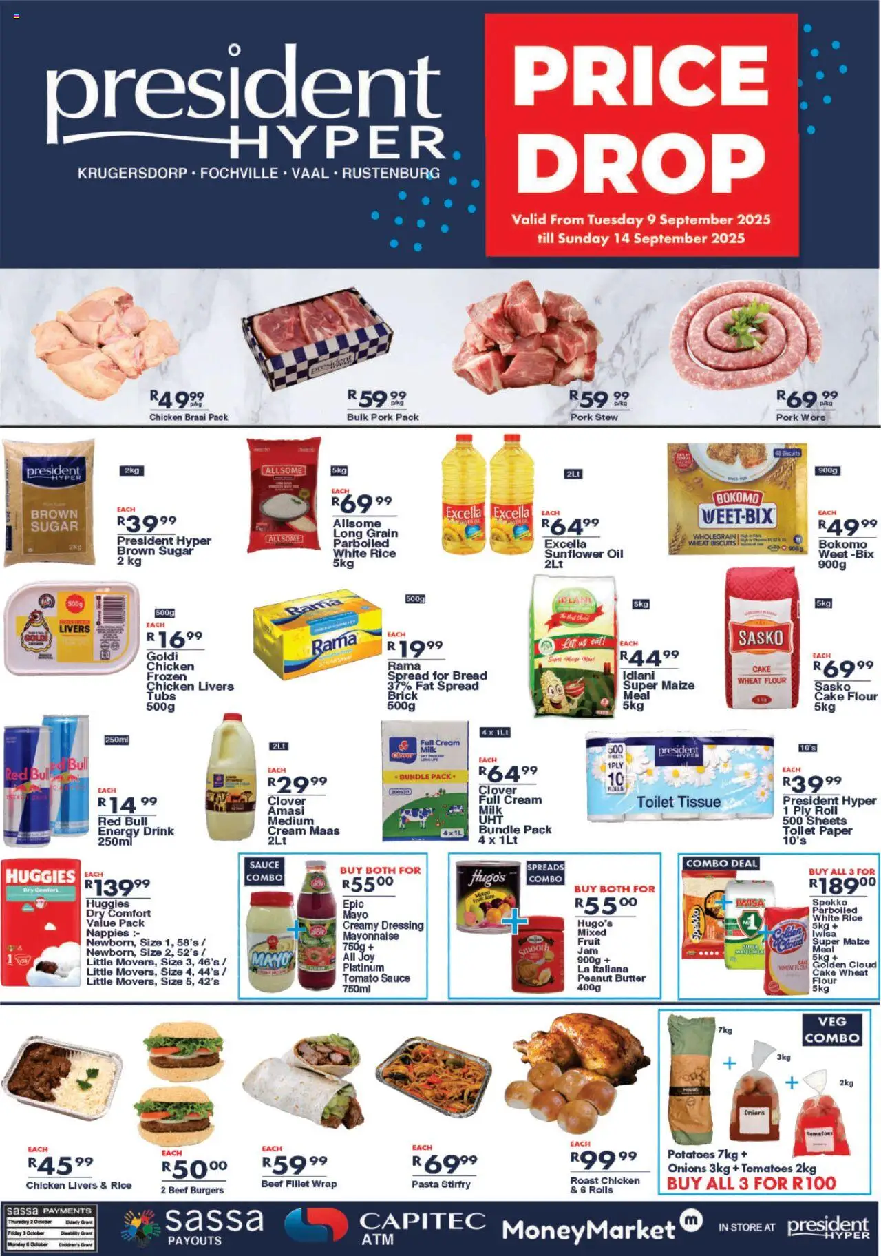 New President Hyper catalogue – valid from 09.09.2025 | Page: 1 | Products: Flour, Pork, Paper, Sauce