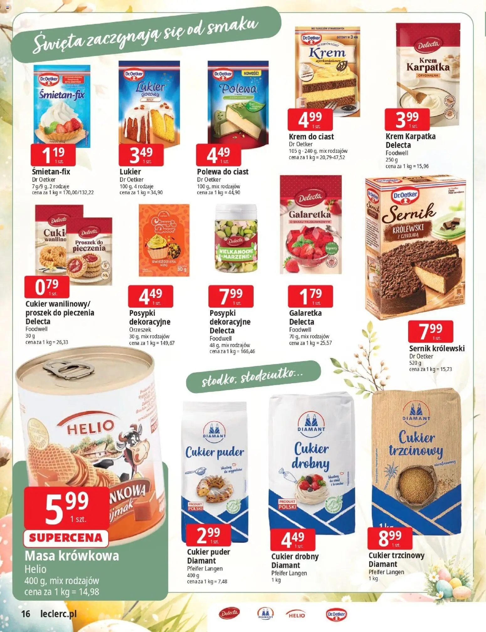 E.Leclerc gazetka - Zielona Góra Wielkanoc od 17.03.2026 | Strona: 16 | Produkty: Cukier puder, Puder, Krem, Cukier