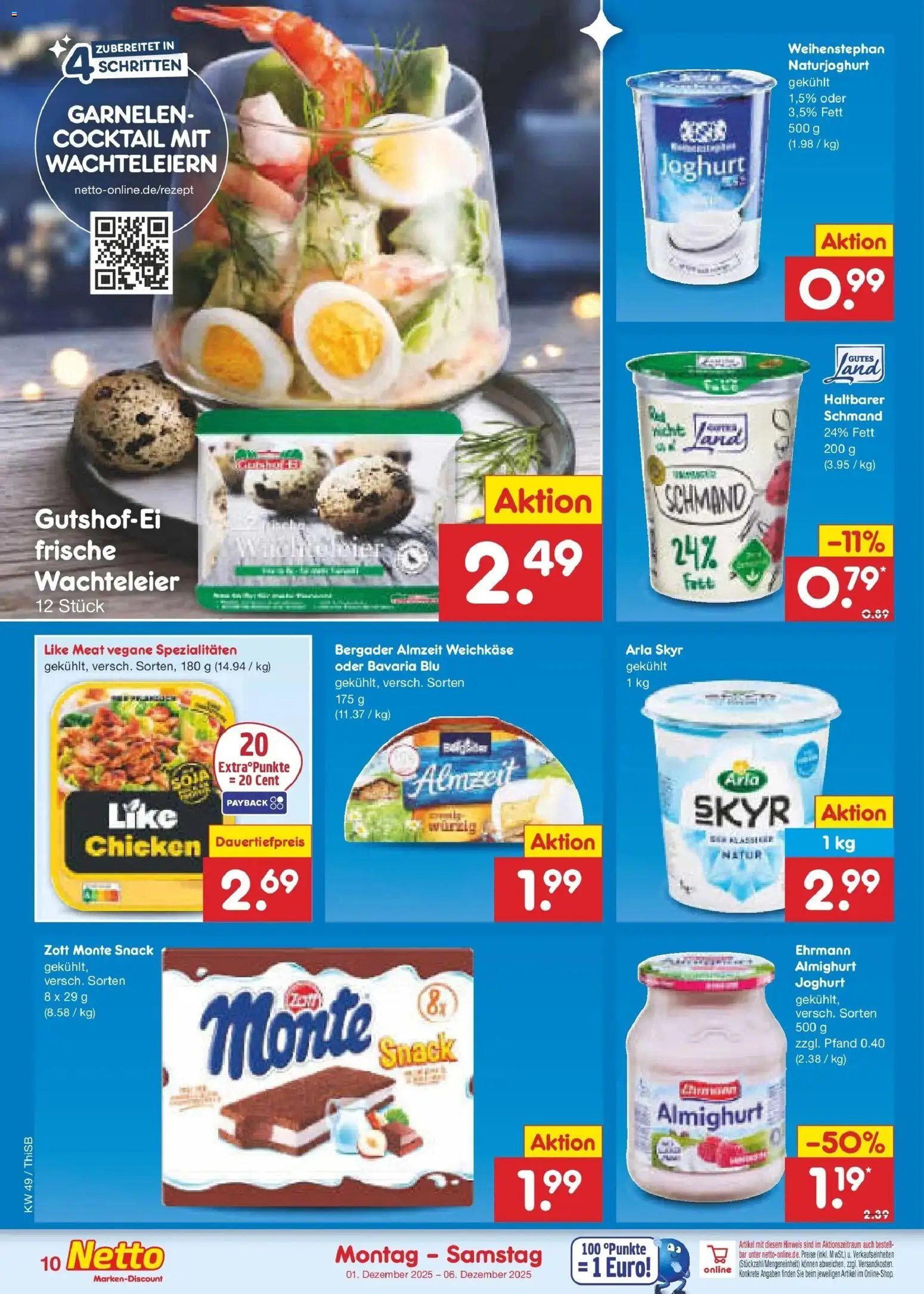 Netto Marken-Discount prospekt Spremberg	 – gültig ab 01.12.2025 | Seite: 10 | Produkte: Joghurt, Garnelen, Skyr, Arla skyr