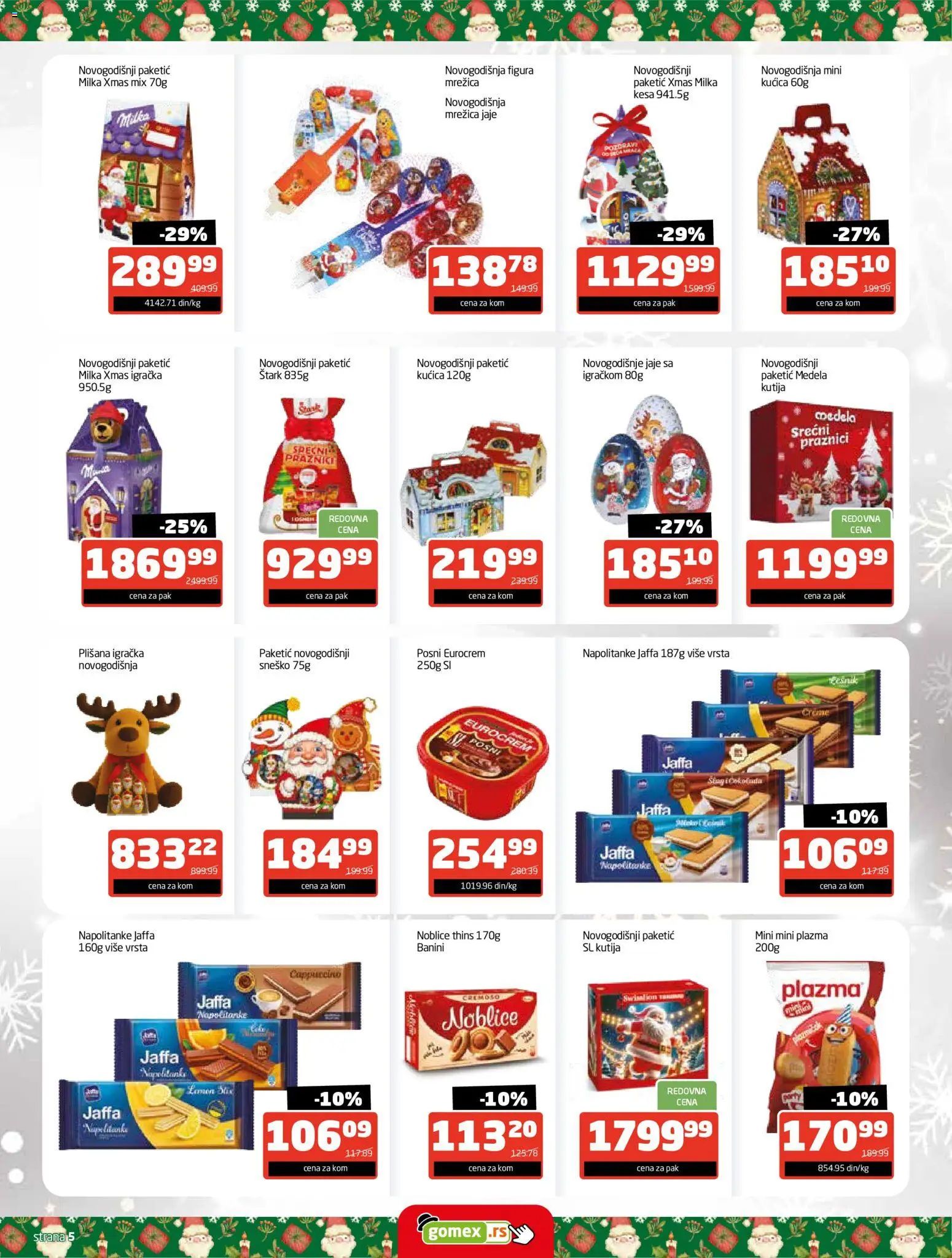 Gomex katalog - važi od 08.12.2025 | Strana: 5 | Proizvode: Plazma, Kutija, Noblice, Napolitanke