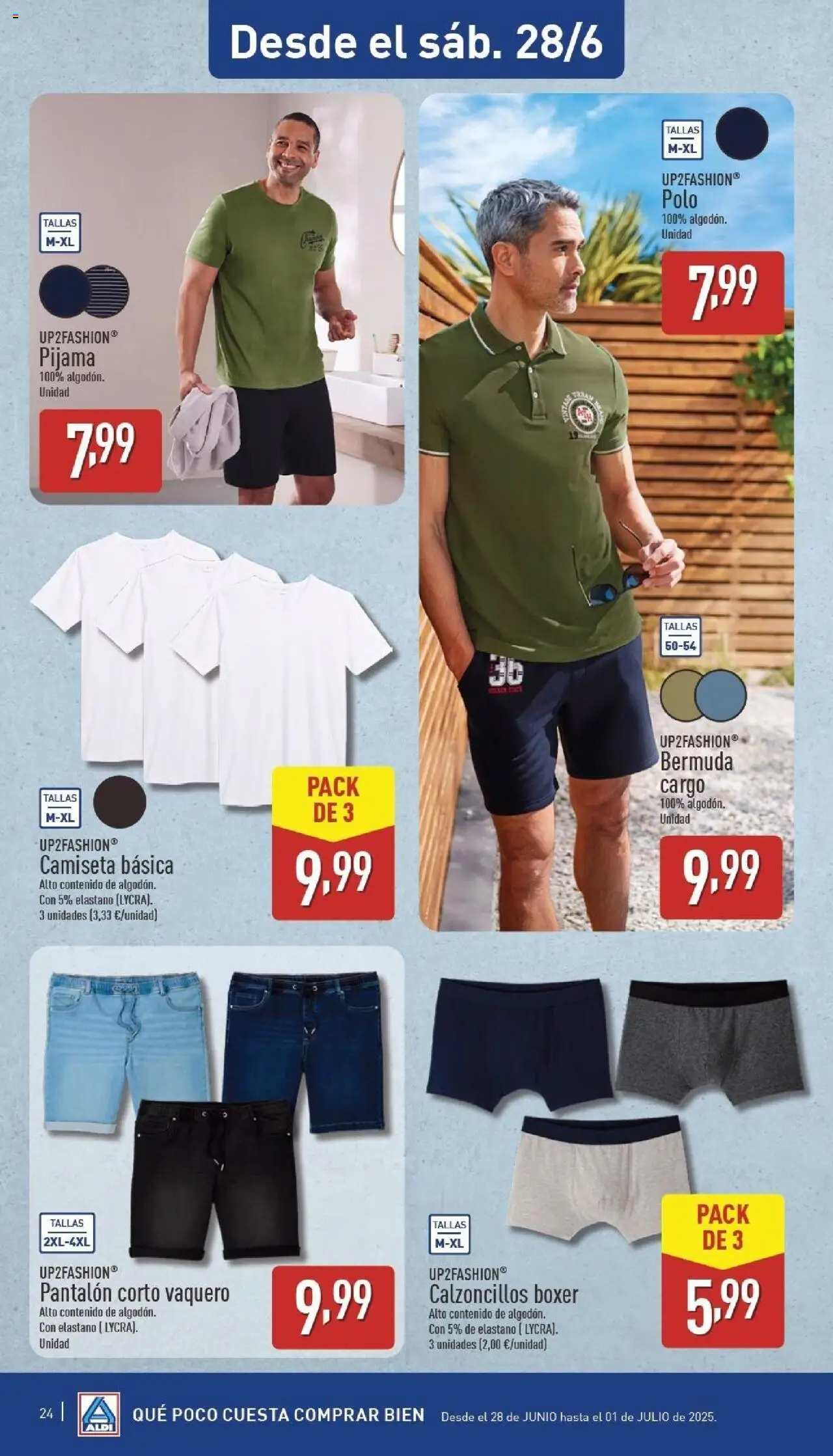 Aldi folleto Canarias │ válido desde el 23.06.2025 | Página: 24 | Productos: Pijama, Camiseta básica, Pantalón corto