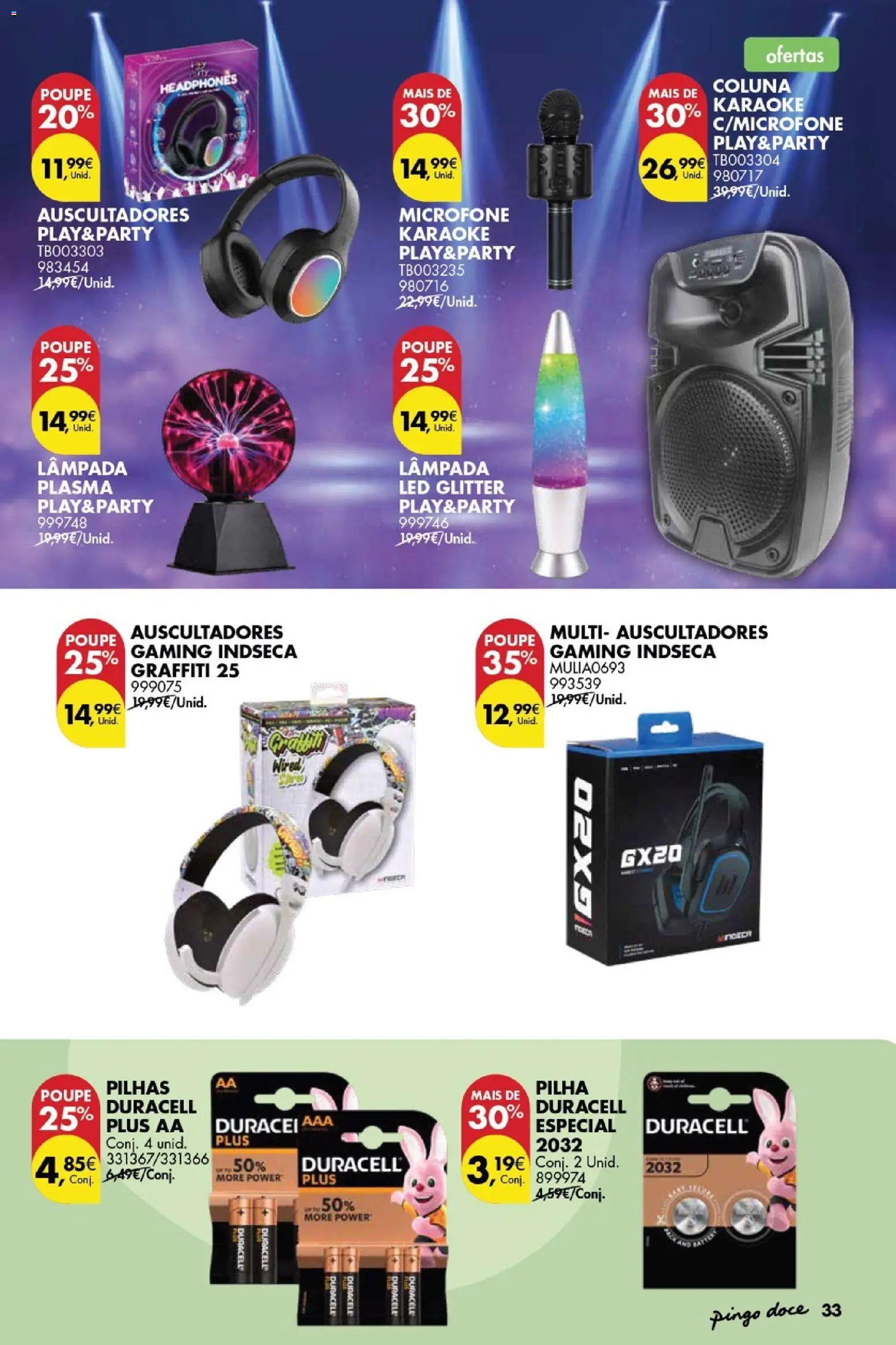 Pingo Doce folheto Bazar Páscoa │ válido de 03.03.2026 | Página: 33 | Produtos: Microfone, Pilhas