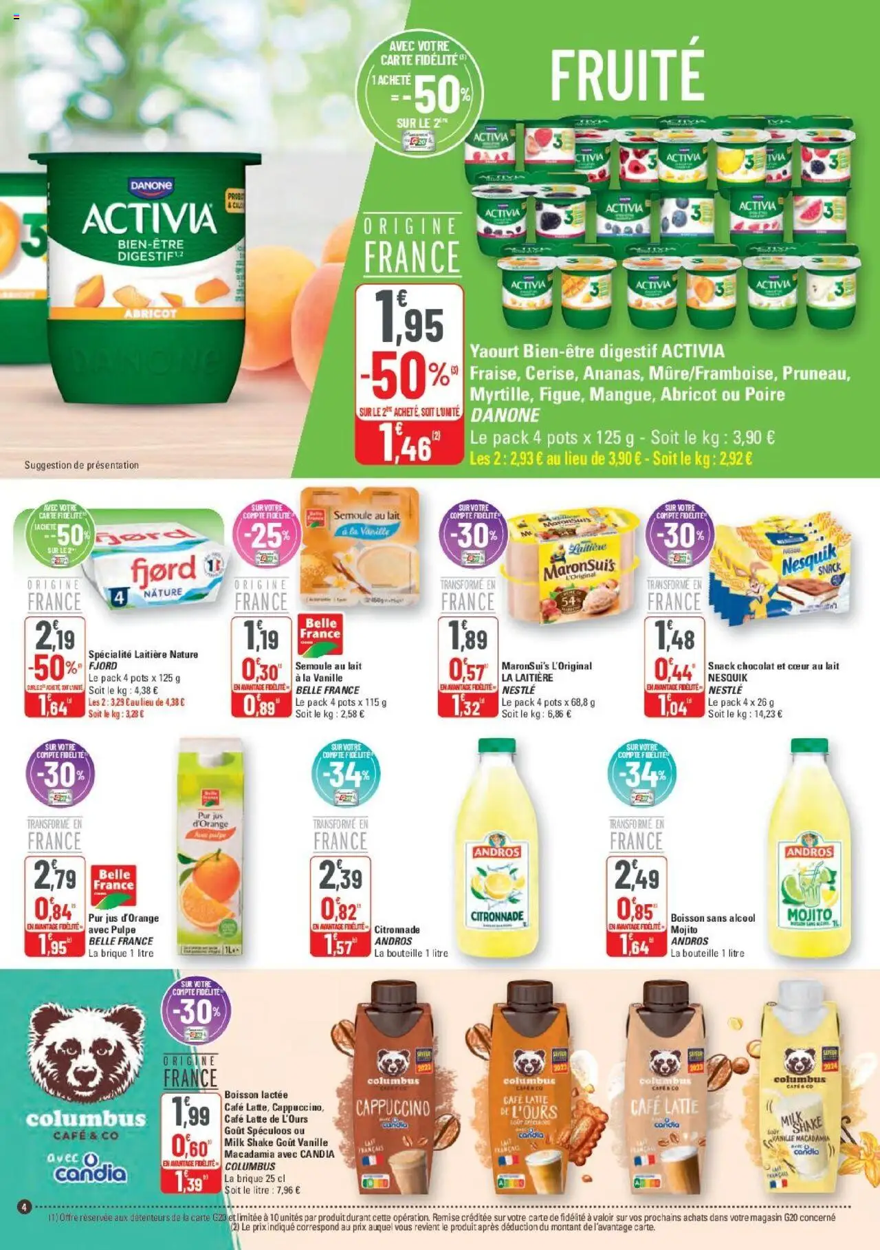  | Page: 4 | Produits: Abricot, Poire, Digestif, Lait