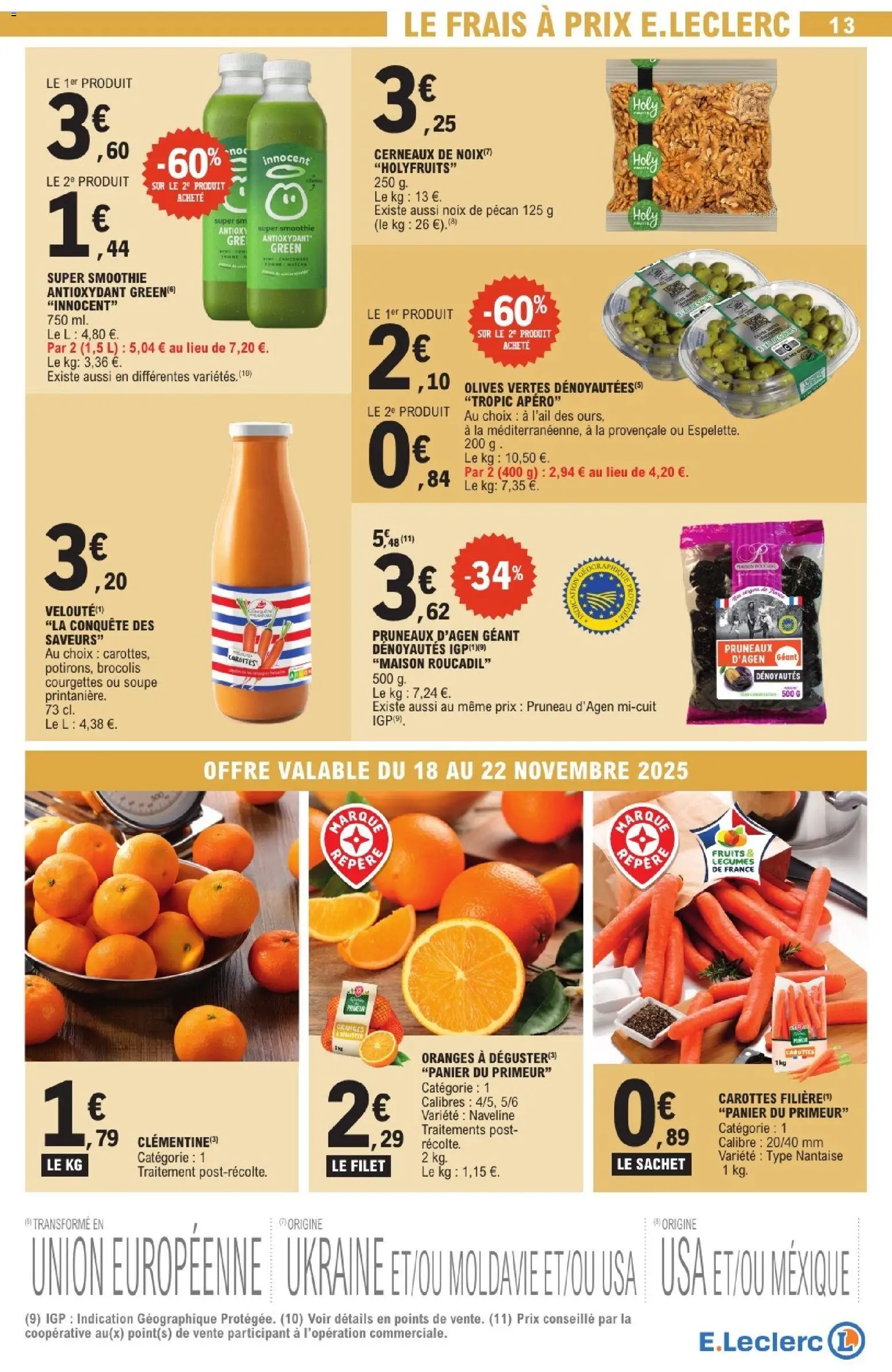 {H1} | Page: 13 | Produits: Carottes, Clémentine, Pruneaux, Noix