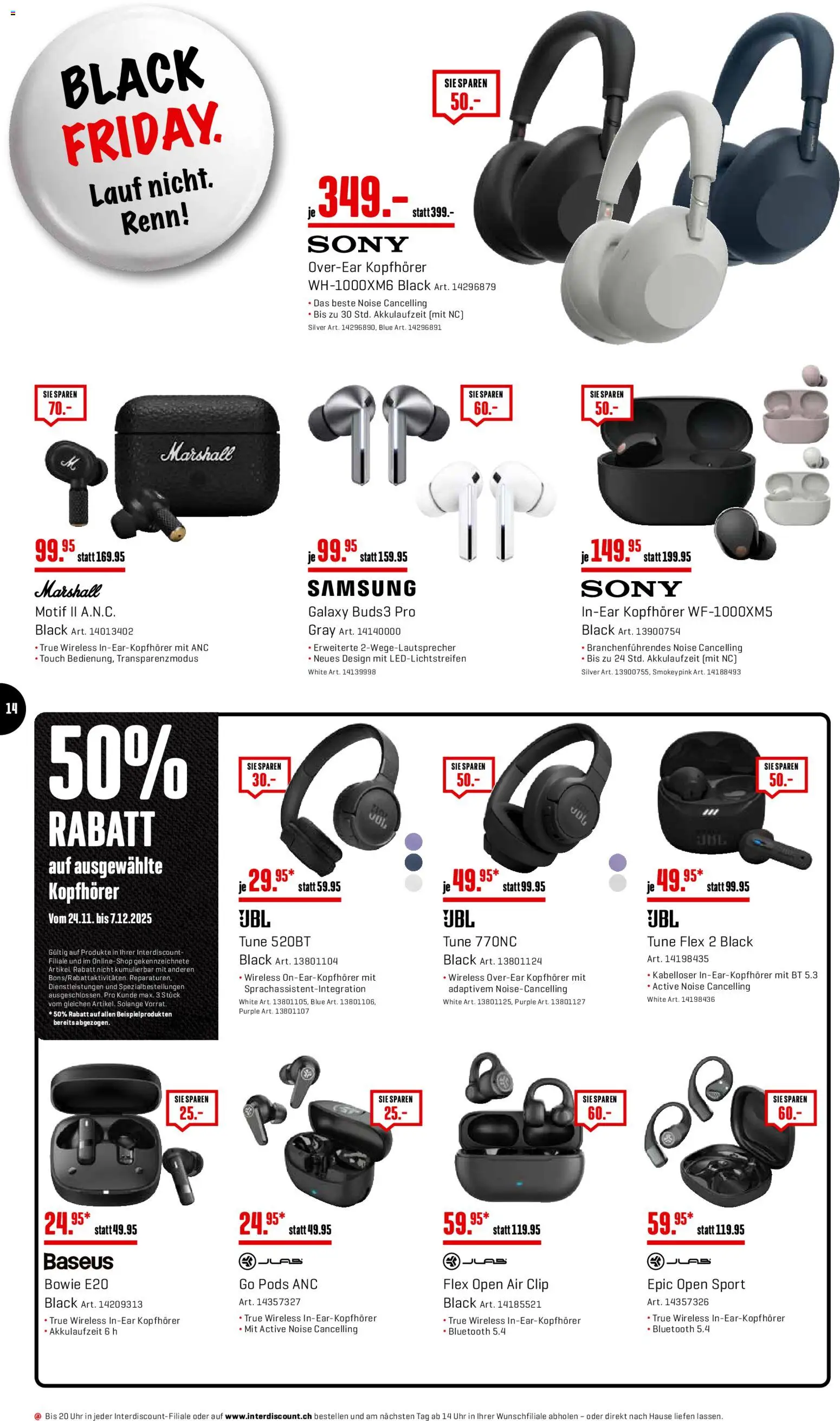 Interdiscount - Black Friday – gültig ab 24.11.2025 | Seite: 14 | Produkte: Kopfhörer, Samsung, Sony